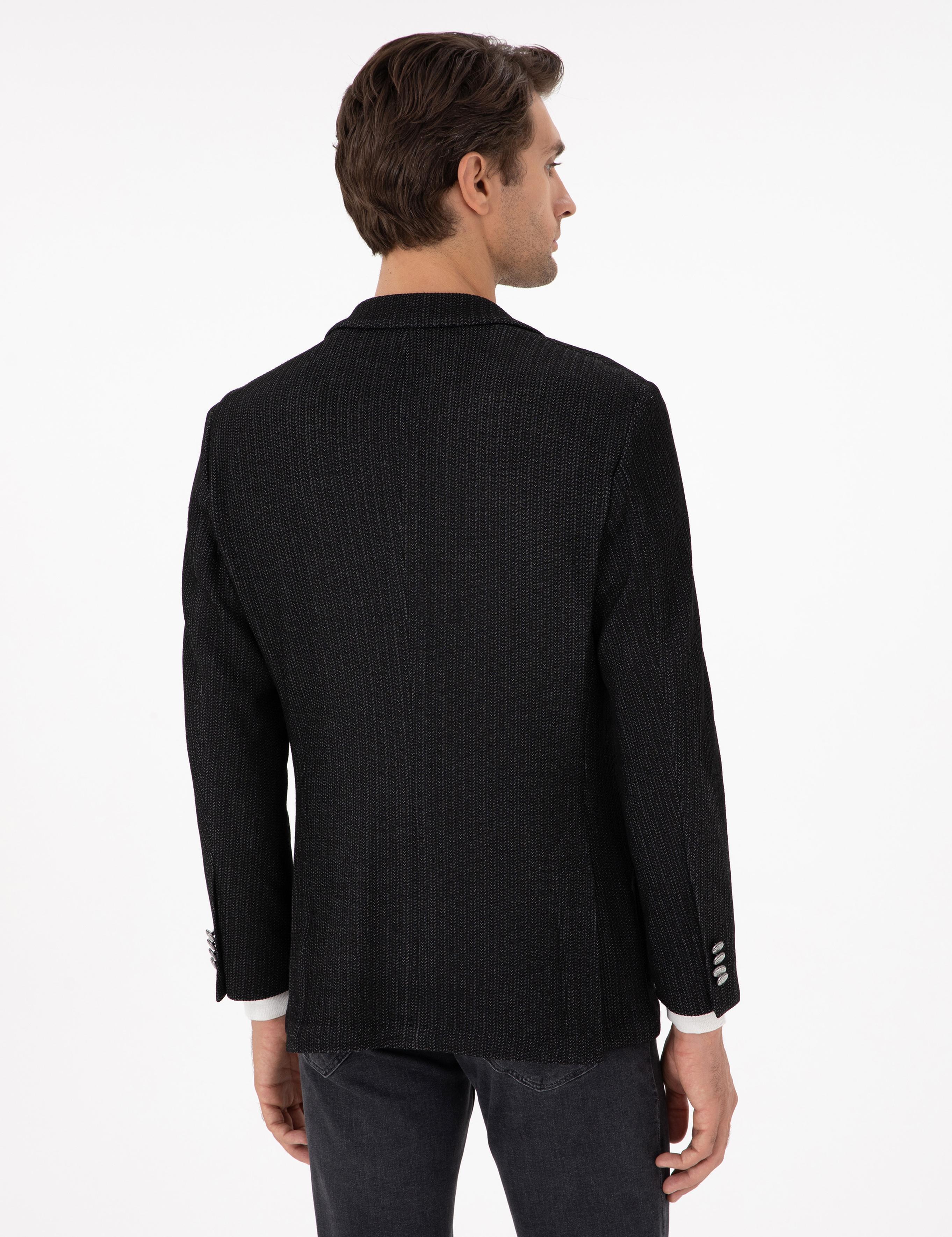 Siyah Slim Fit Yün Karışımlı Blazer Ceket - 50290541062