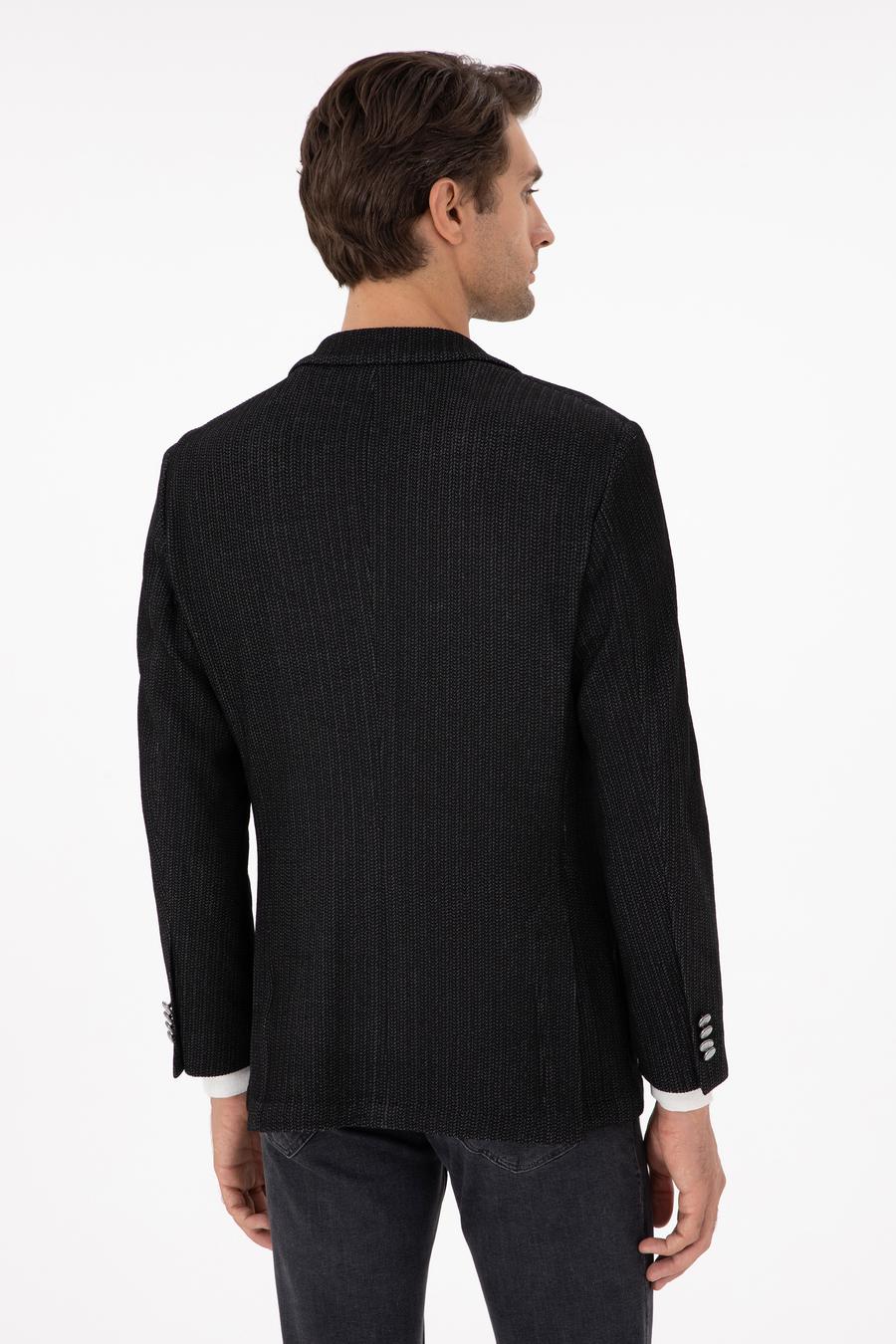 Siyah Slim Fit Yün Karışımlı Blazer Ceket - 50290541062