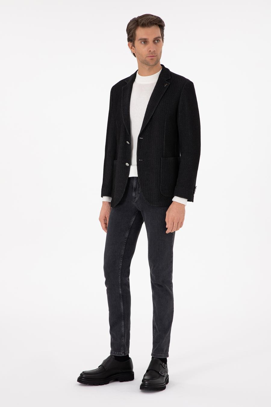Siyah Slim Fit Yün Karışımlı Blazer Ceket - 50290541062