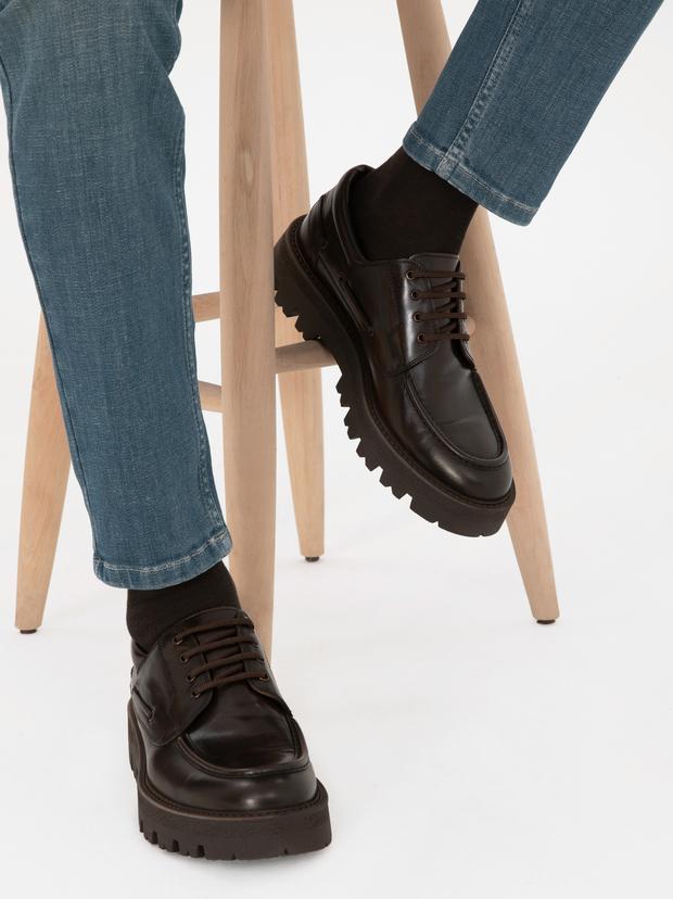 Kahverengi %100 Deri Termo Taban Smart Casual Ayakkabı