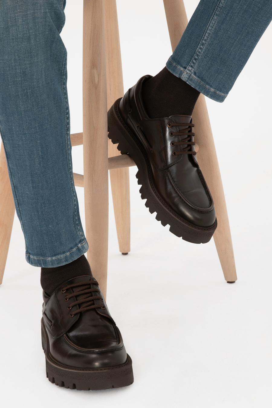 Kahverengi %100 Deri Termo Taban Smart Casual Ayakkabı - 50296545002
