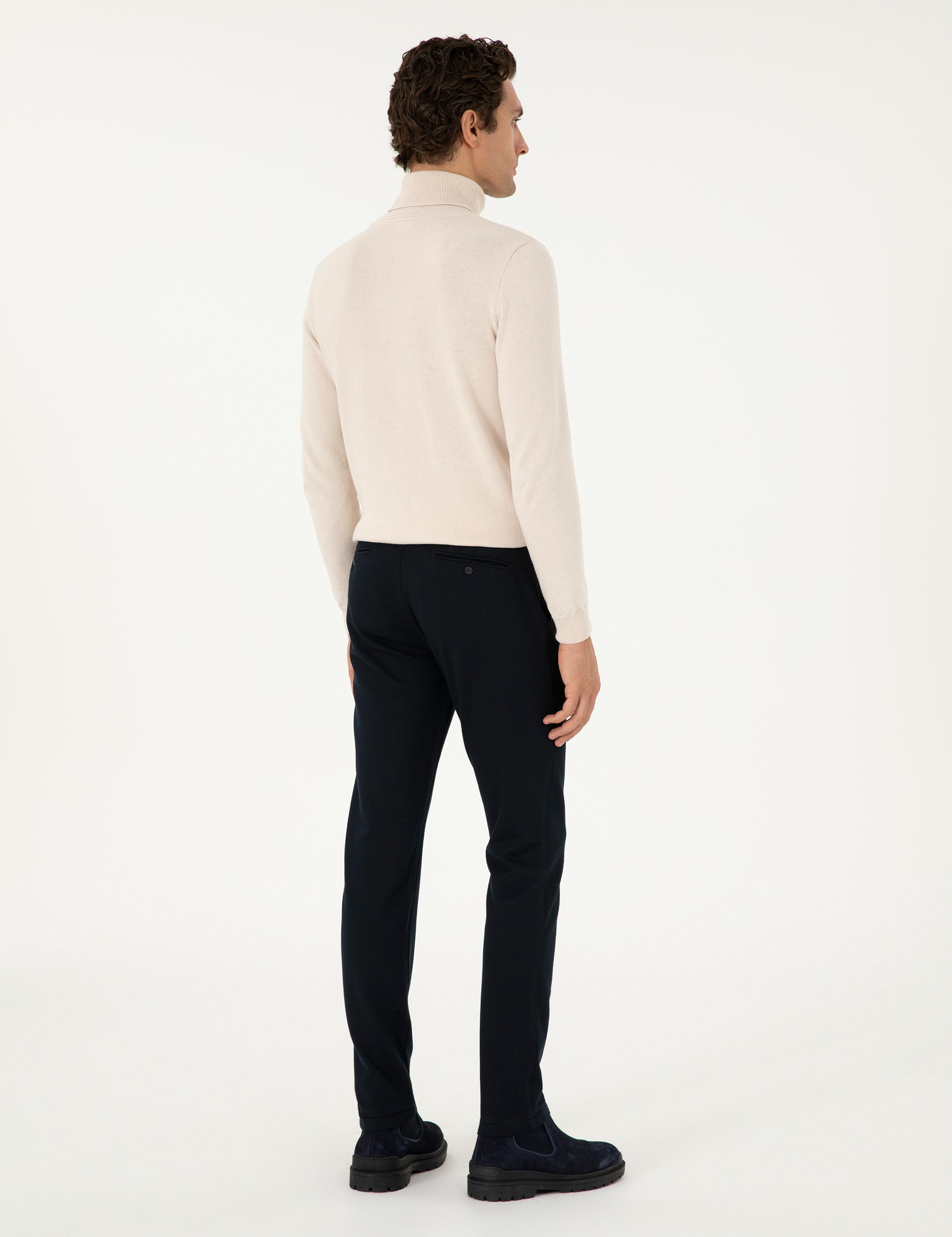 Lacivert Slim Fit Kanvas Pantolon - 50292330014