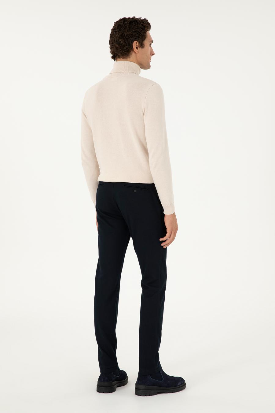 Lacivert Slim Fit Kanvas Pantolon - 50292330014