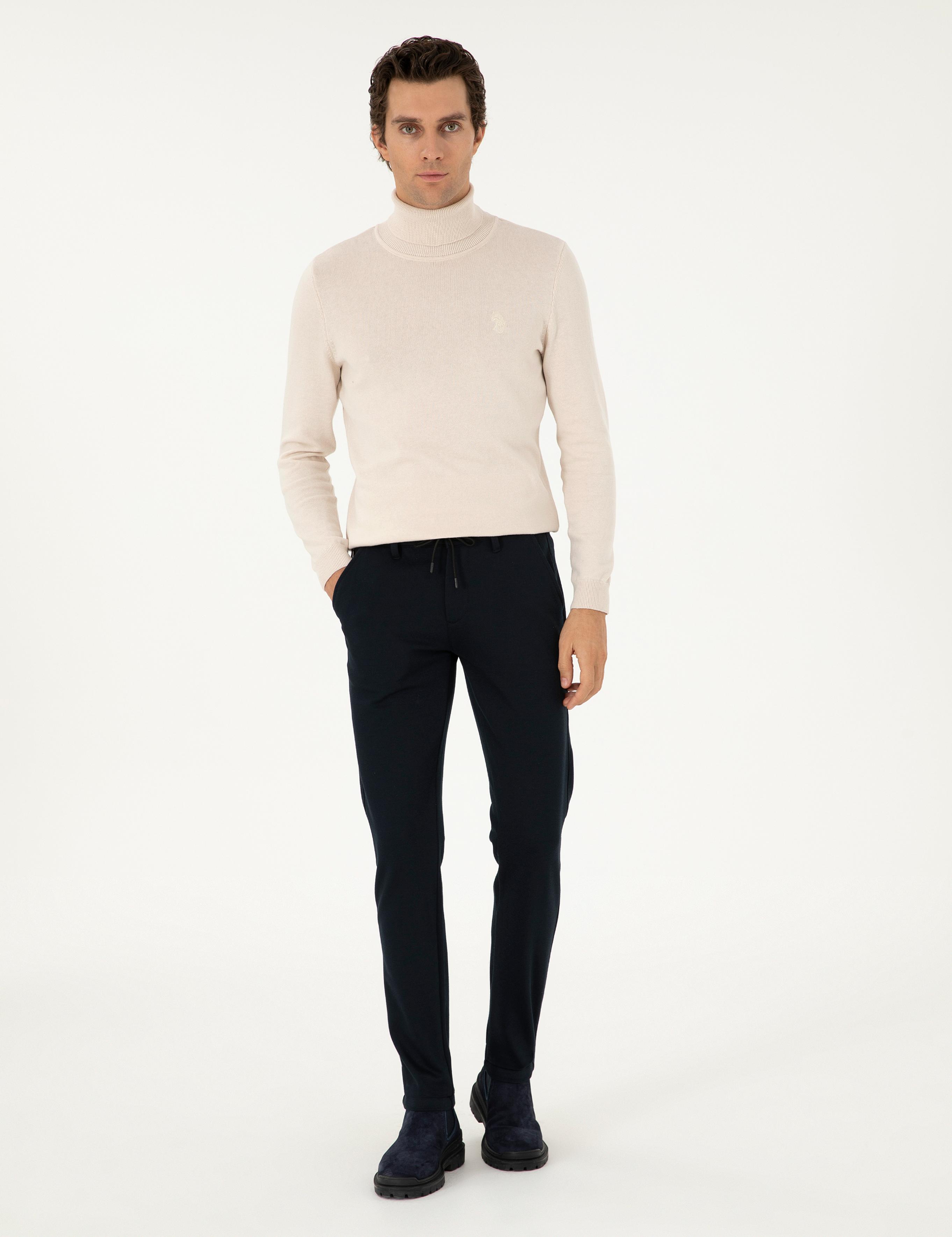 Lacivert Slim Fit Kanvas Pantolon - 50292330014