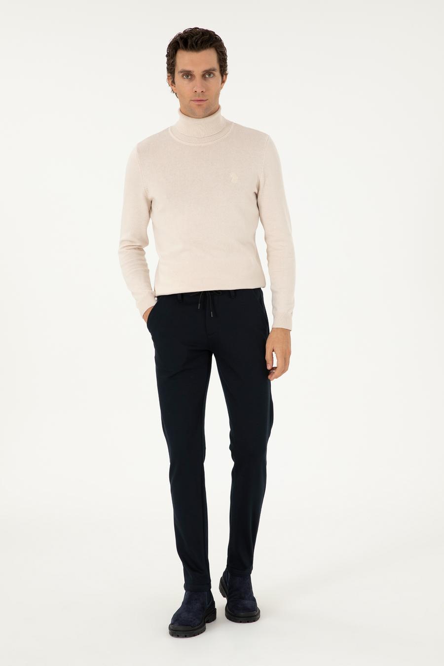 Lacivert Slim Fit Kanvas Pantolon - 50292330014
