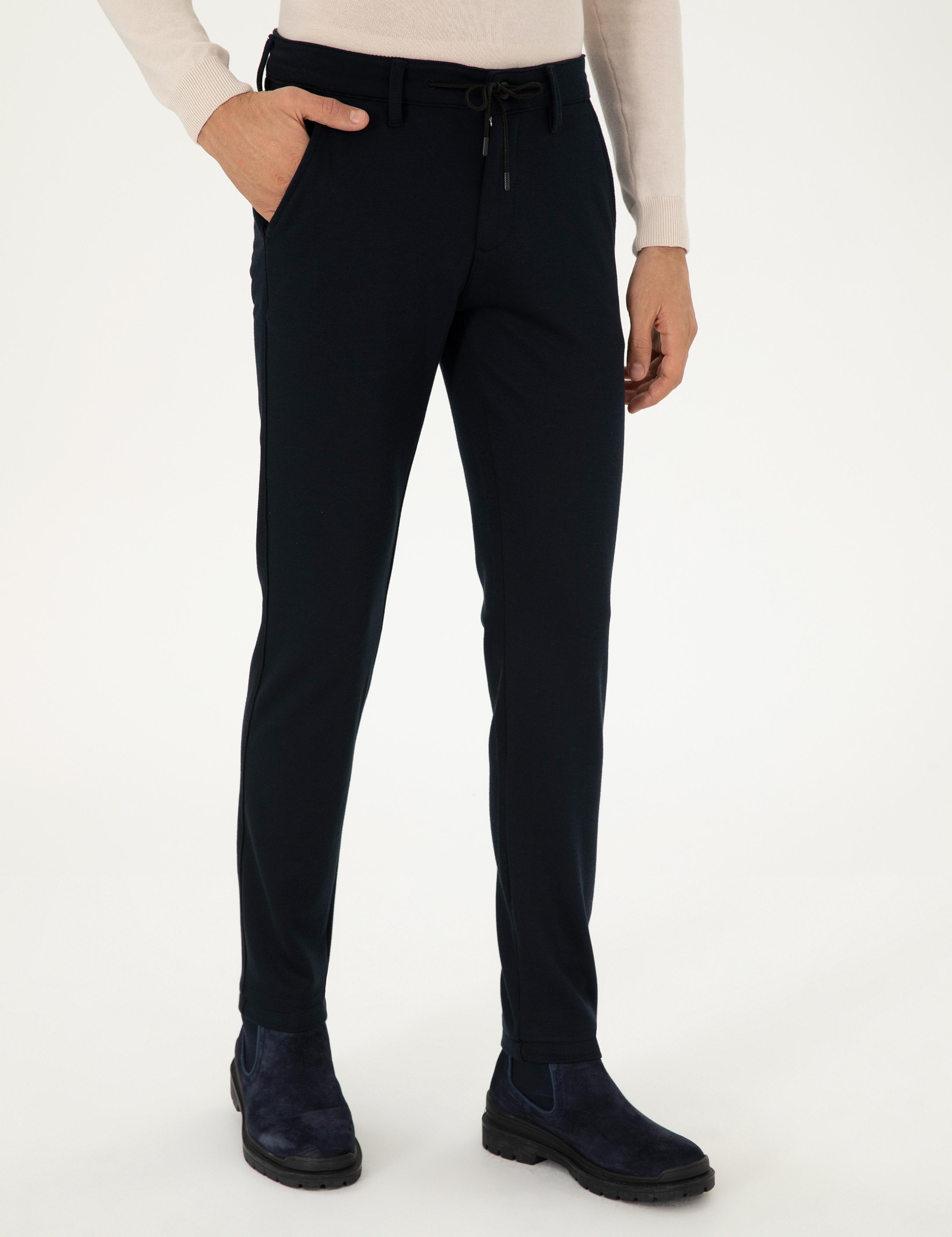 Lacivert Slim Fit Kanvas Pantolon - 50292330014