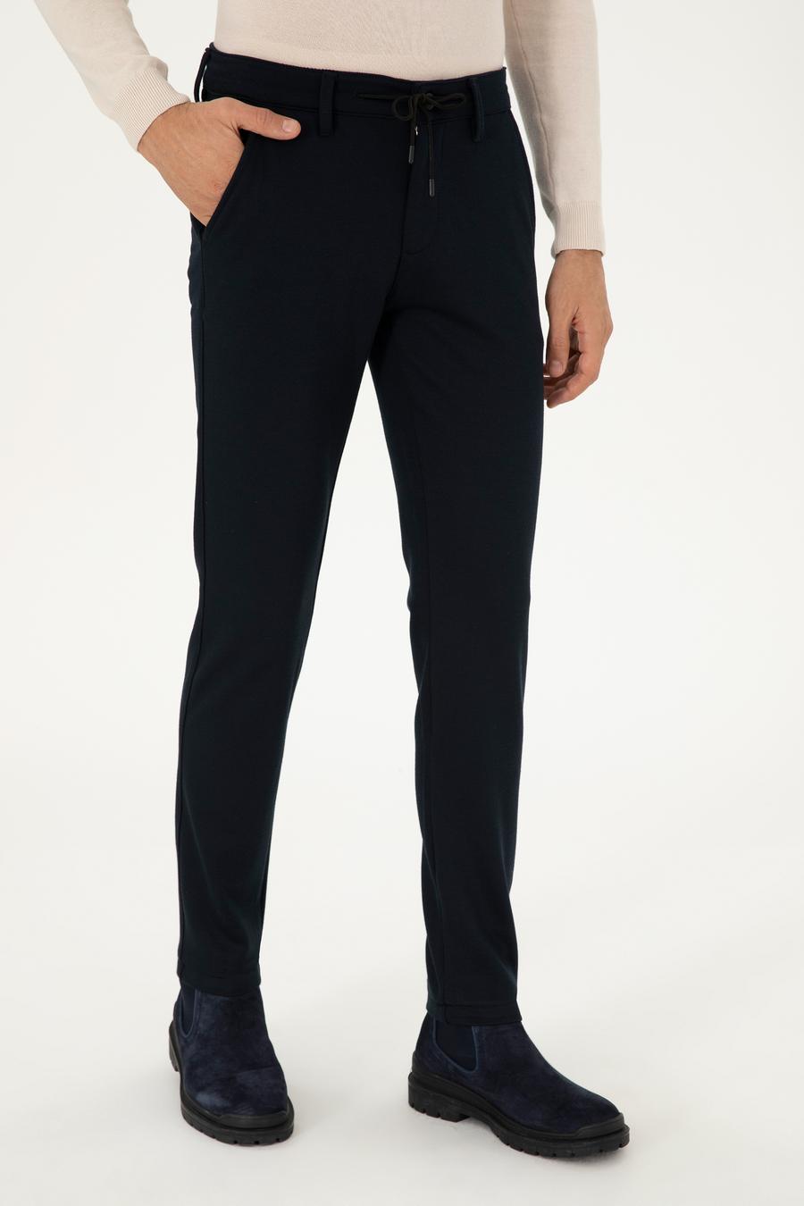 Lacivert Slim Fit Kanvas Pantolon - 50292330014