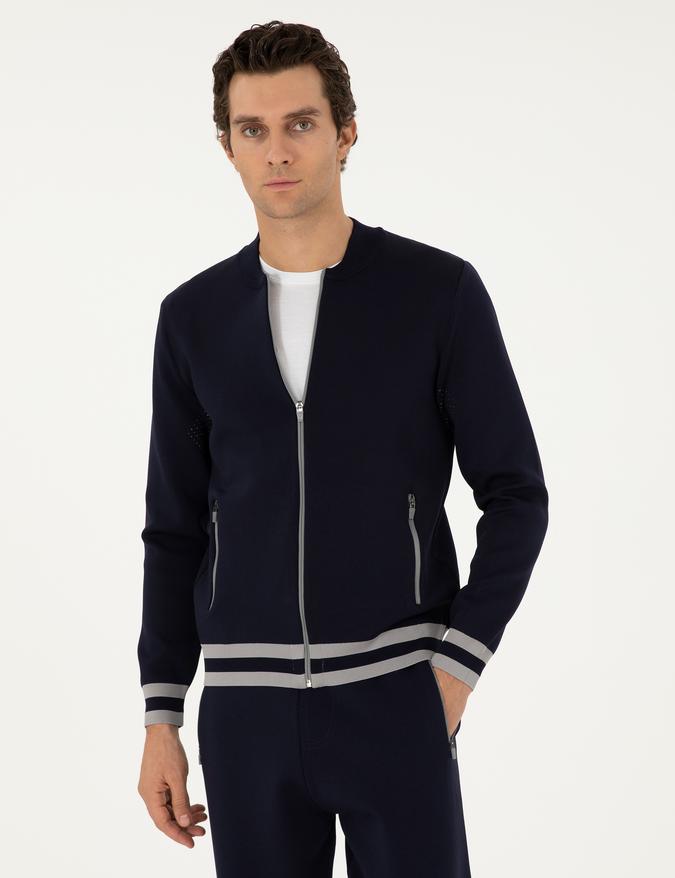 Lacivert Regular Fit Triko Hırka