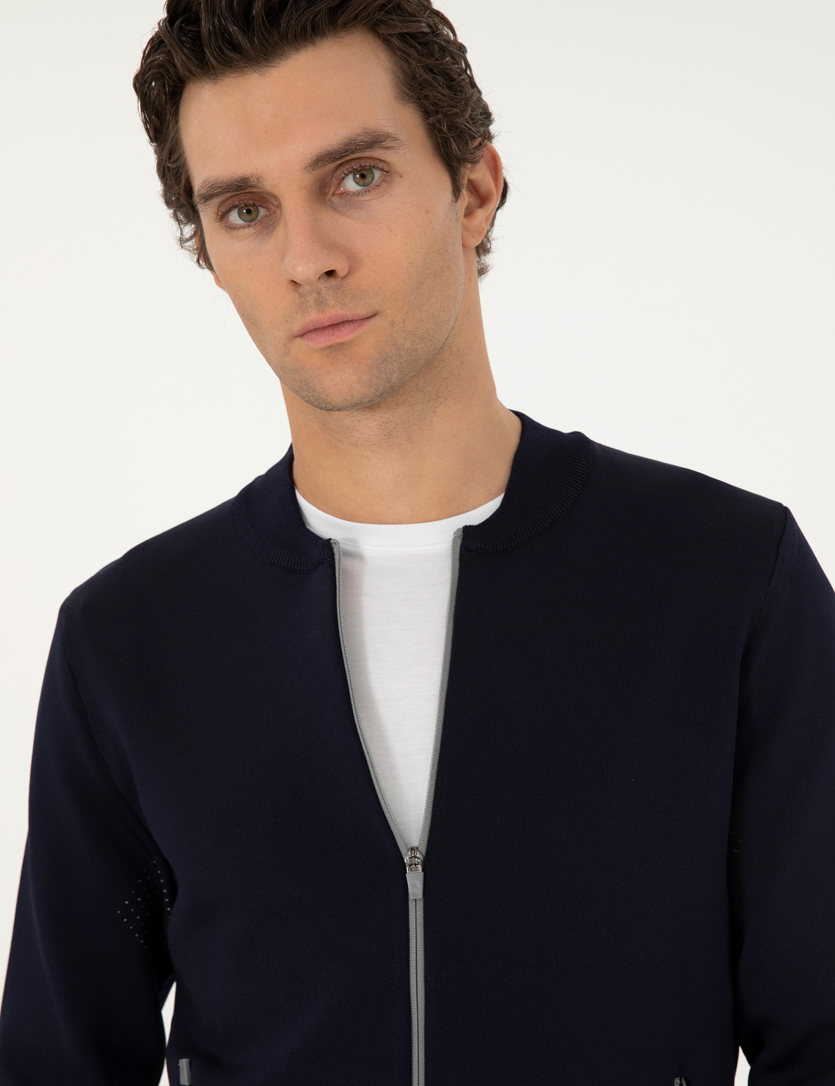Lacivert Regular Fit Triko Hırka - 50293466025