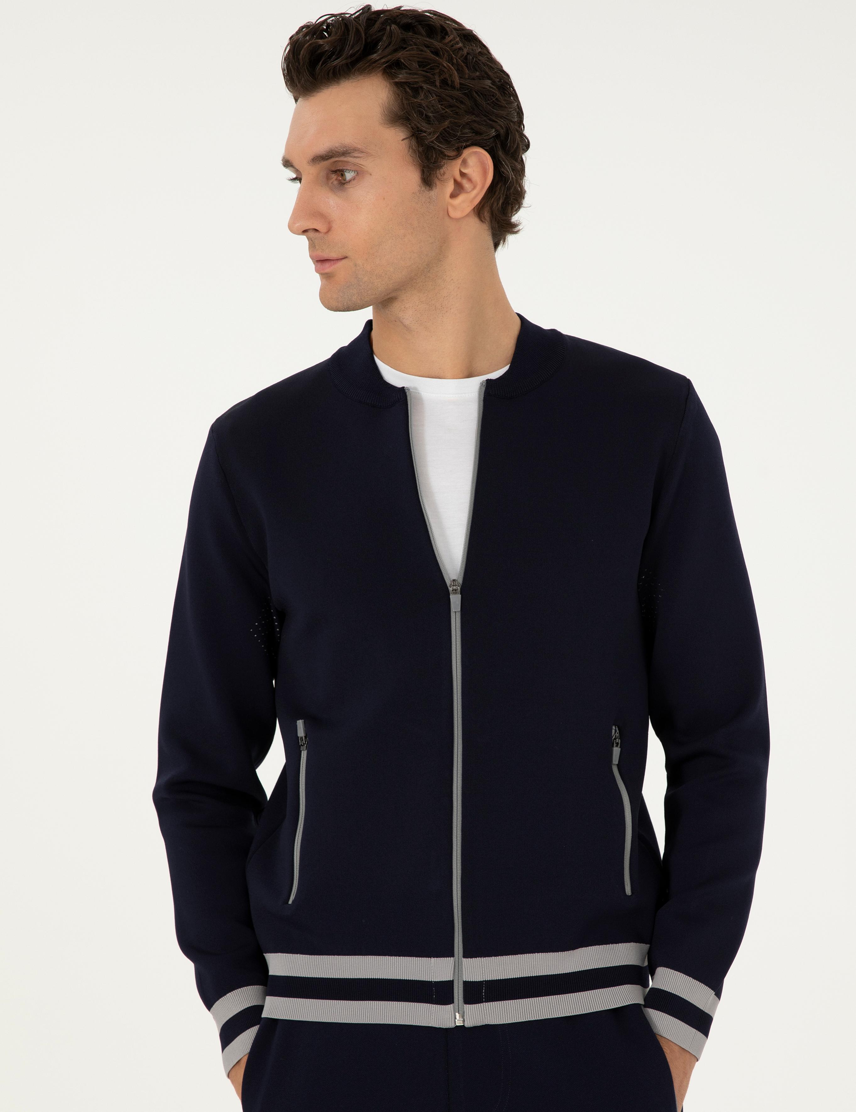 Lacivert Regular Fit Triko Hırka - 50293466025
