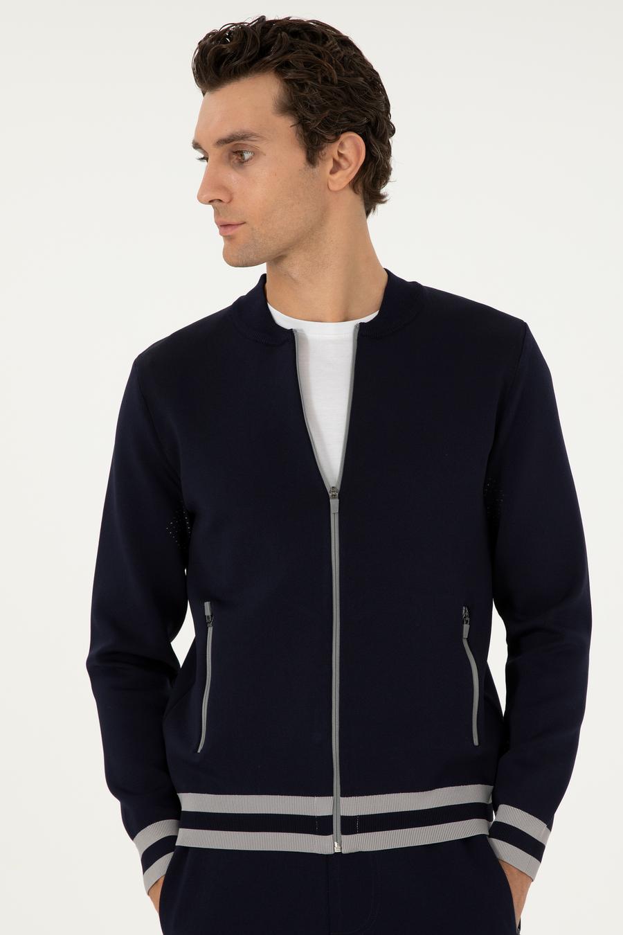 Lacivert Regular Fit Triko Hırka - 50293466025