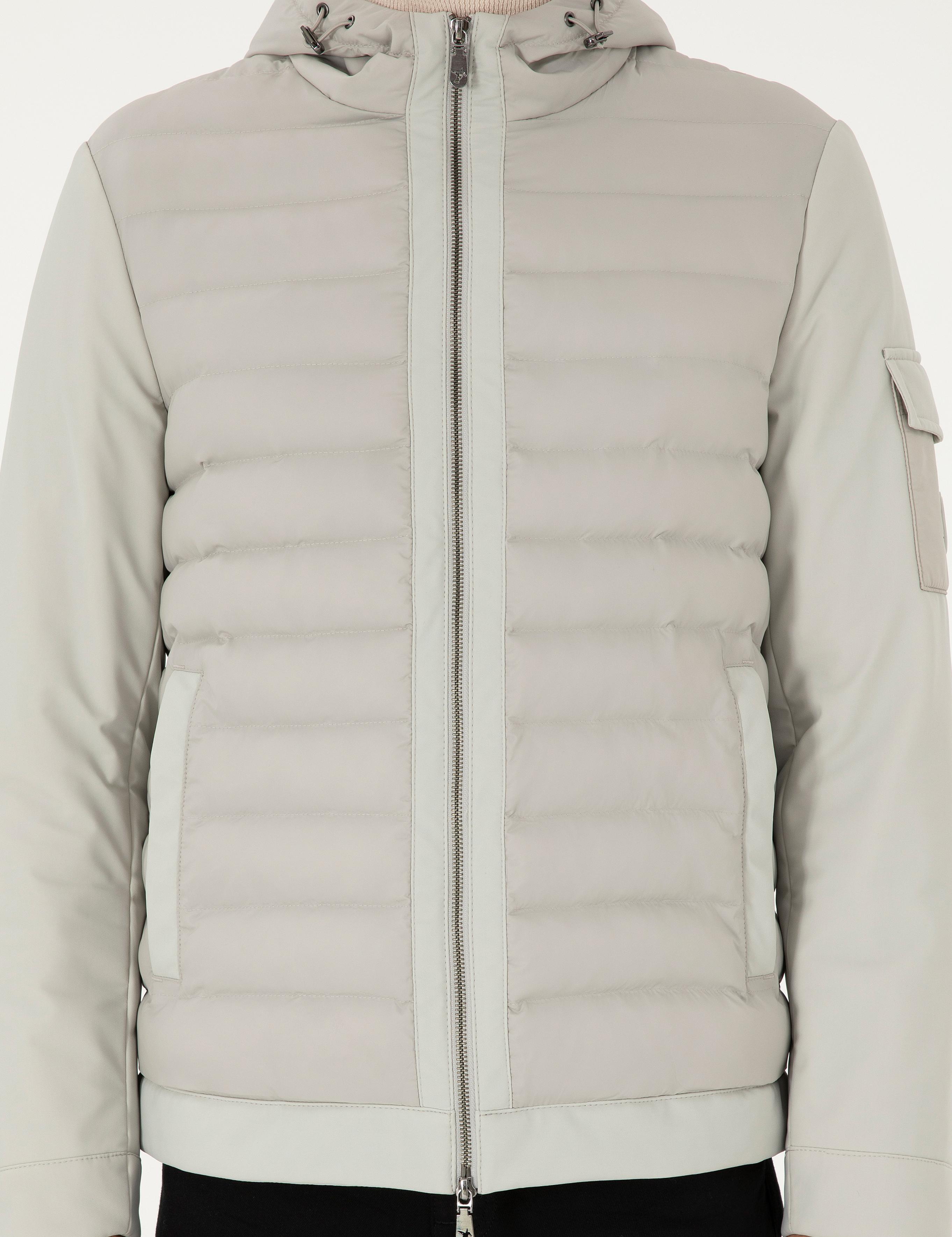 Taş Kapüşonlu İnce Kapitone Mont - 50292323022
