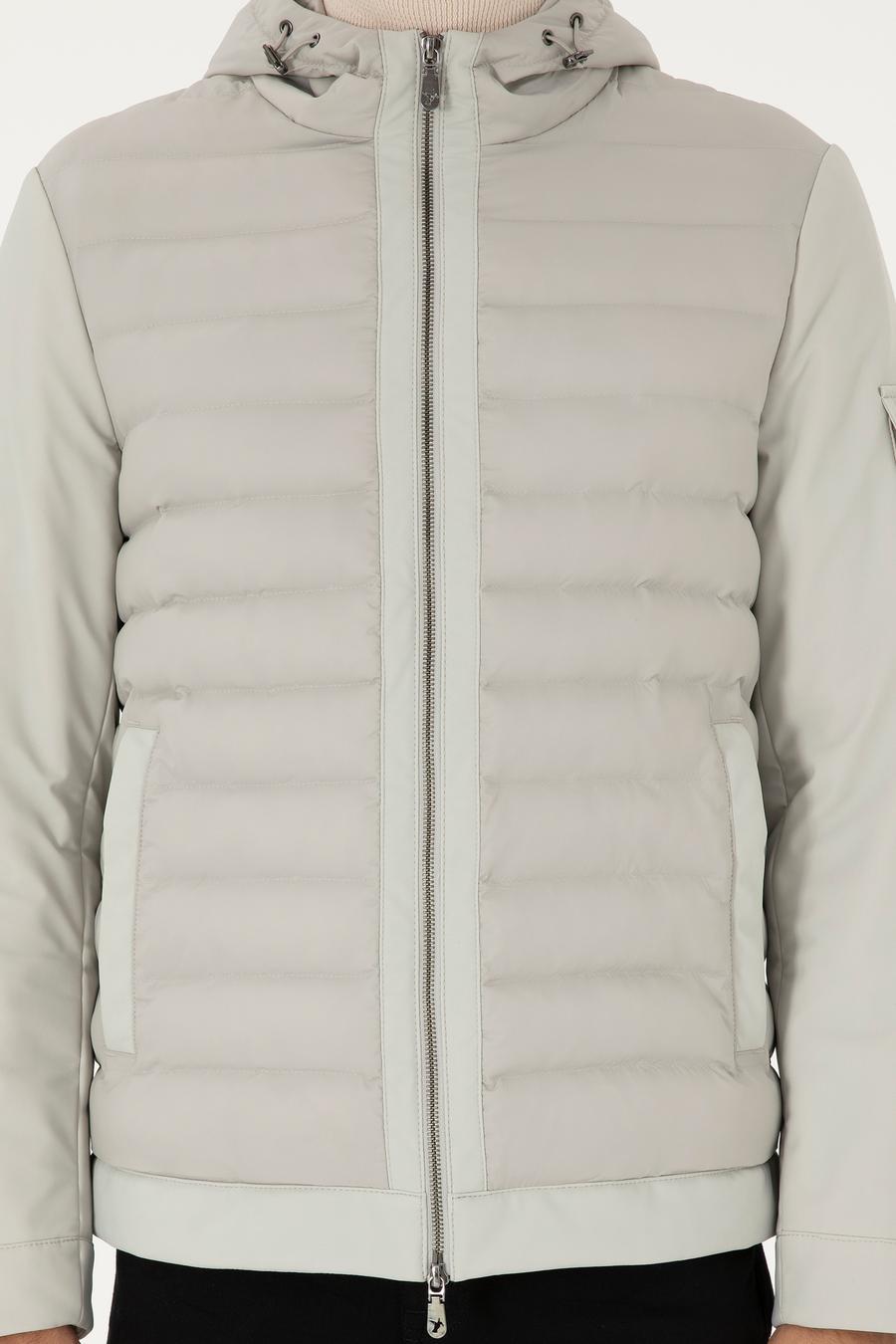 Taş Kapüşonlu İnce Kapitone Mont - 50292323022