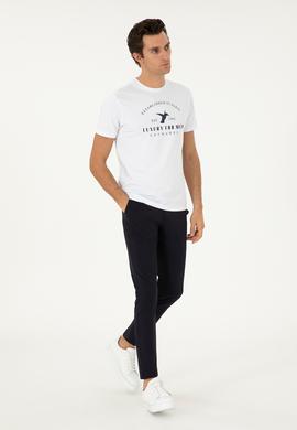 Lacivert Slim Fit Beli Lastikli Esnek Kanvas Pantolon