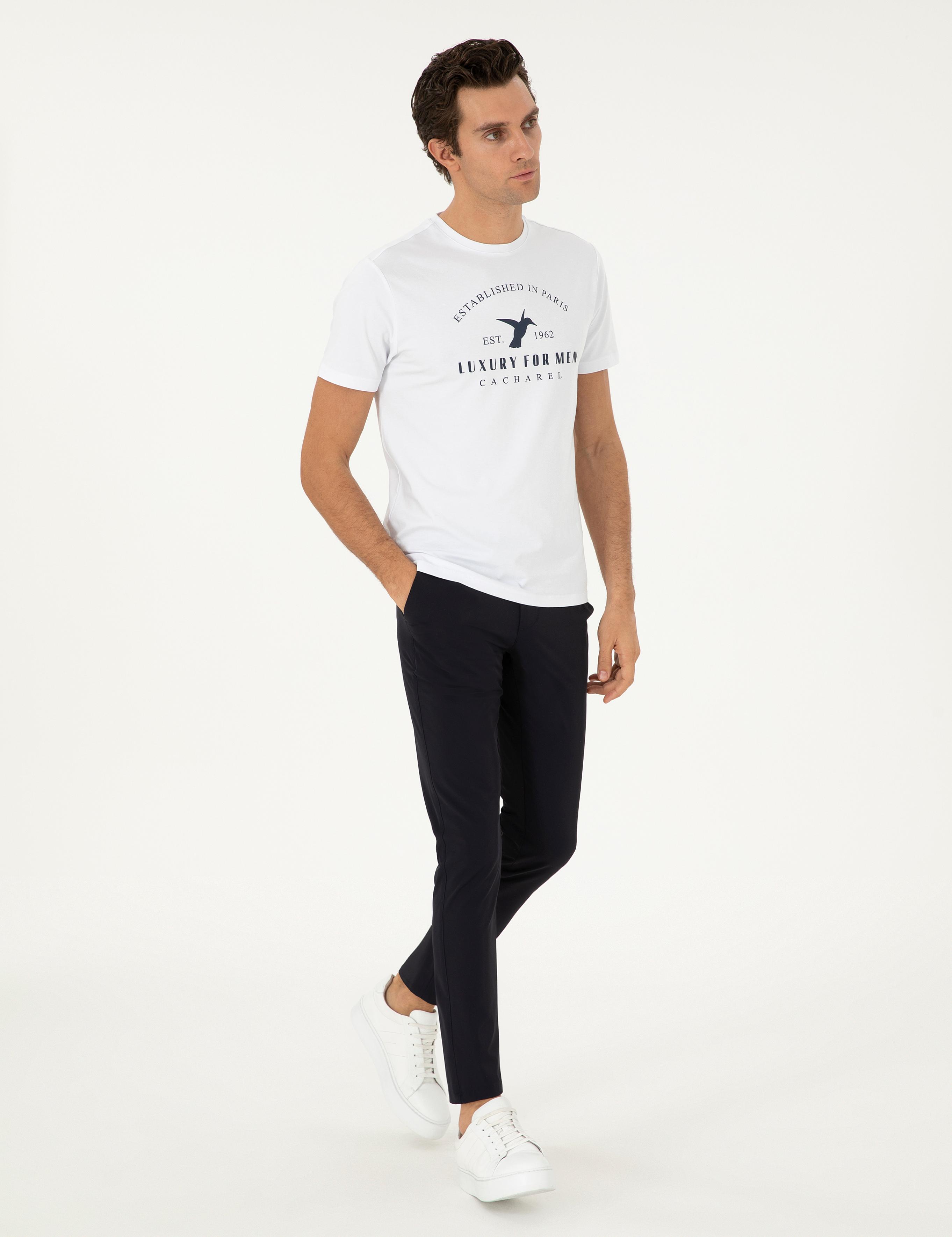 Lacivert Slim Fit Beli Lastikli Esnek Kanvas Pantolon - 50306188004