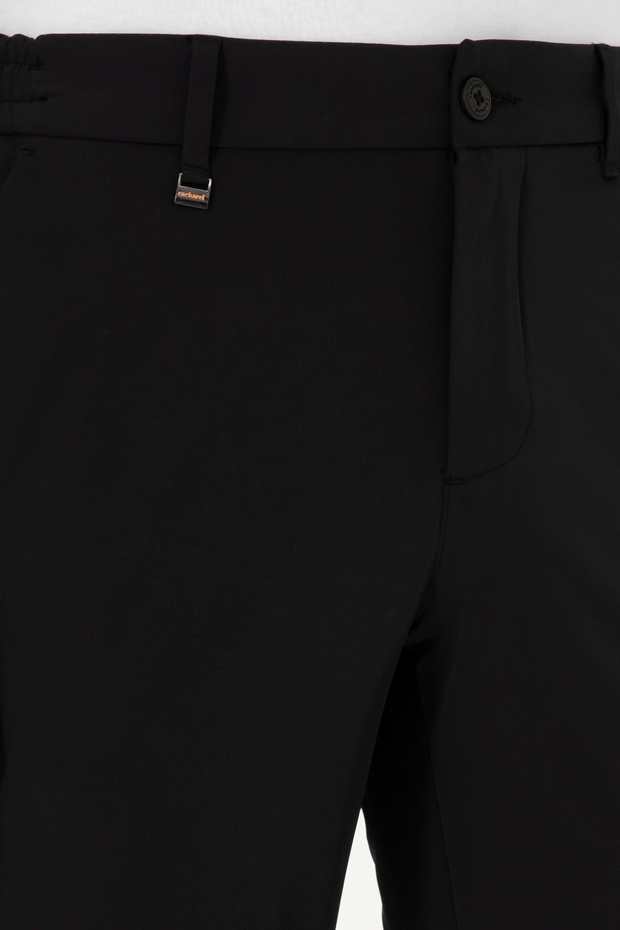 Siyah Slim Fit Beli Lastikli Esnek Kanvas Pantolon - 50306188014