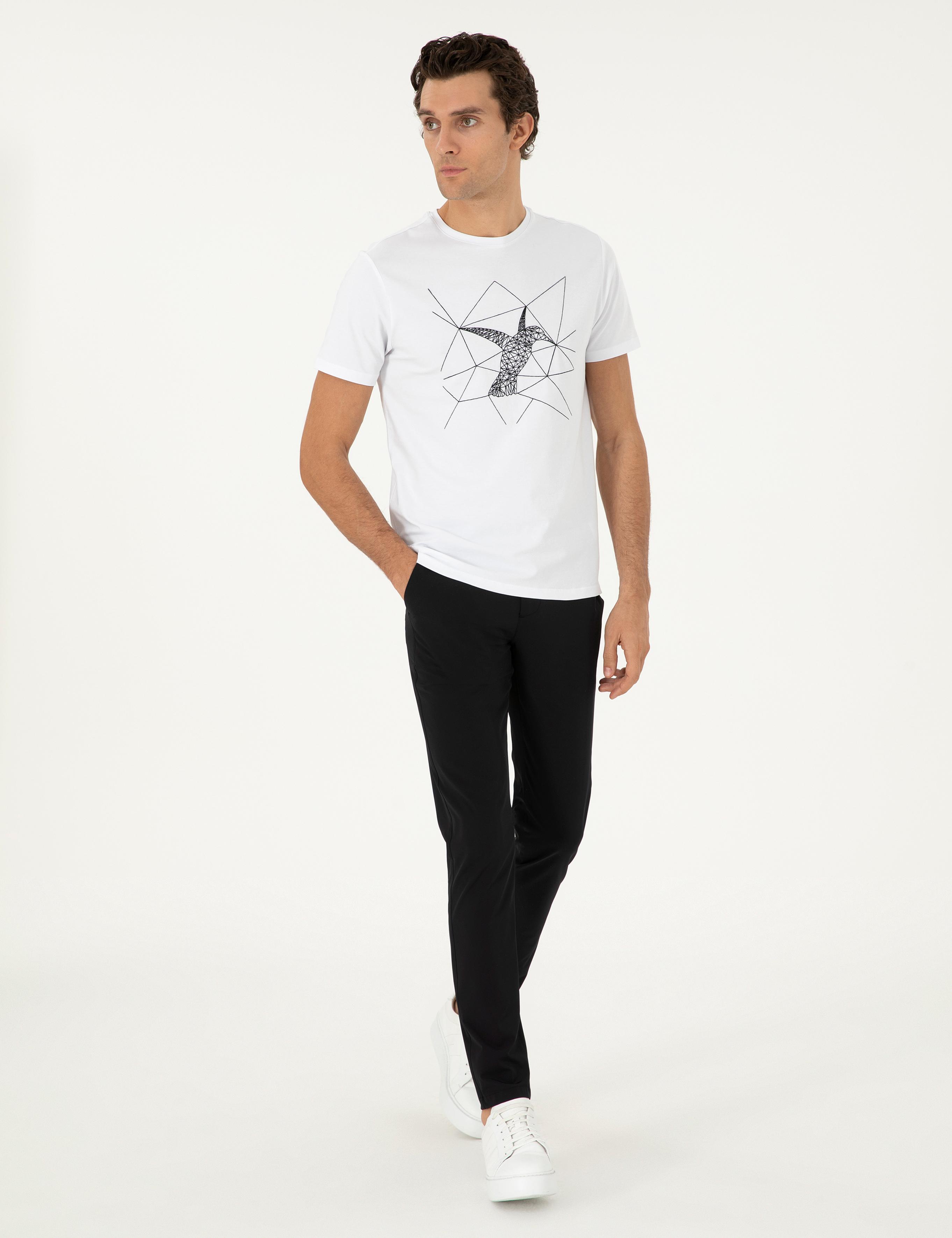 Siyah Slim Fit Beli Lastikli Esnek Kanvas Pantolon - 50306188014