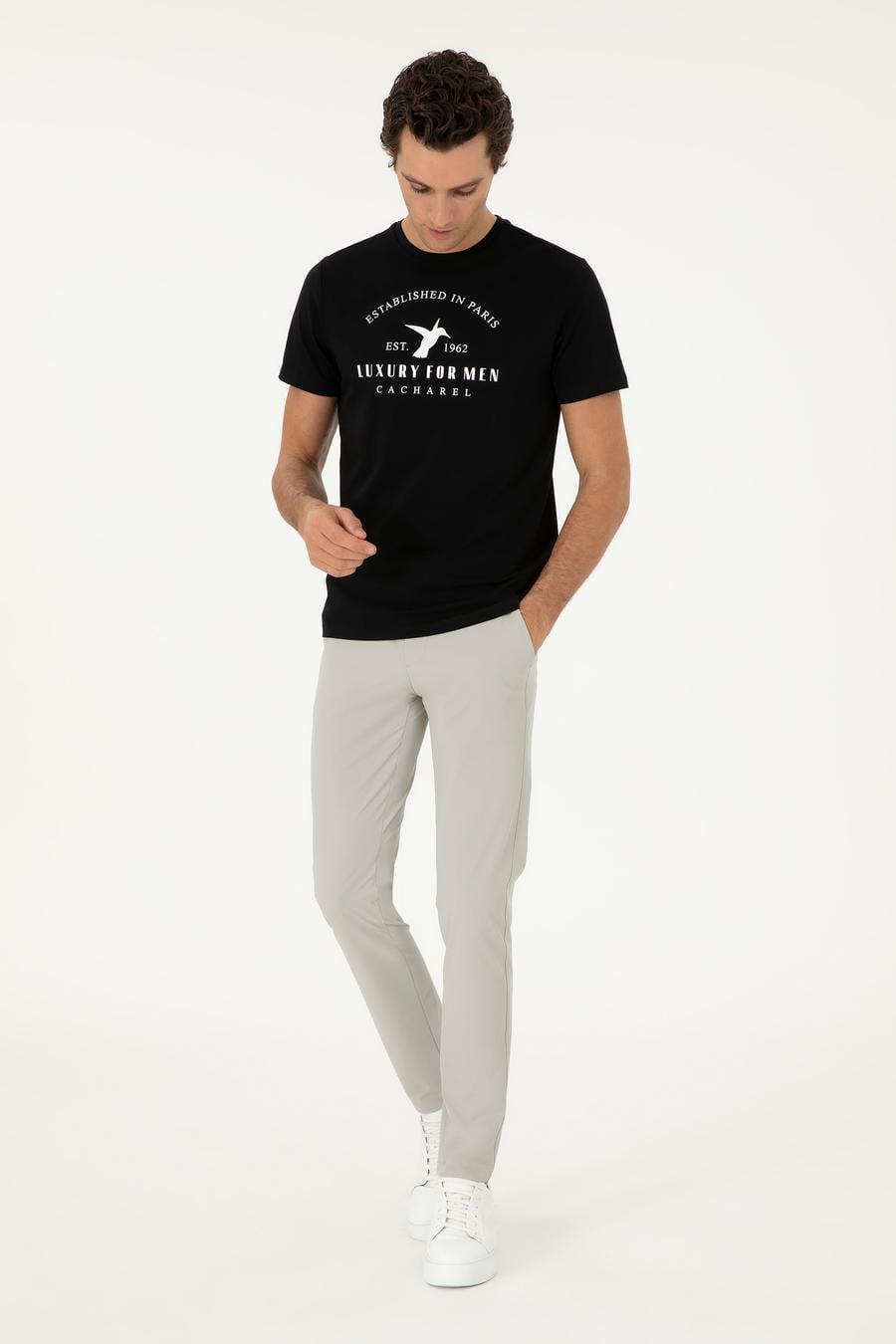 Taş Slim Fit Beli Lastikli Esnek Kanvas Pantolon - 50306188036