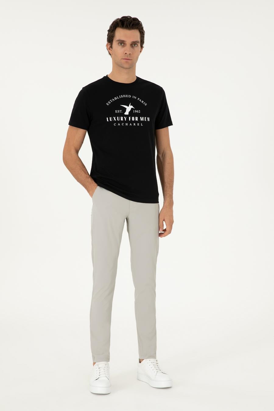 Taş Slim Fit Beli Lastikli Esnek Kanvas Pantolon - 50306188036