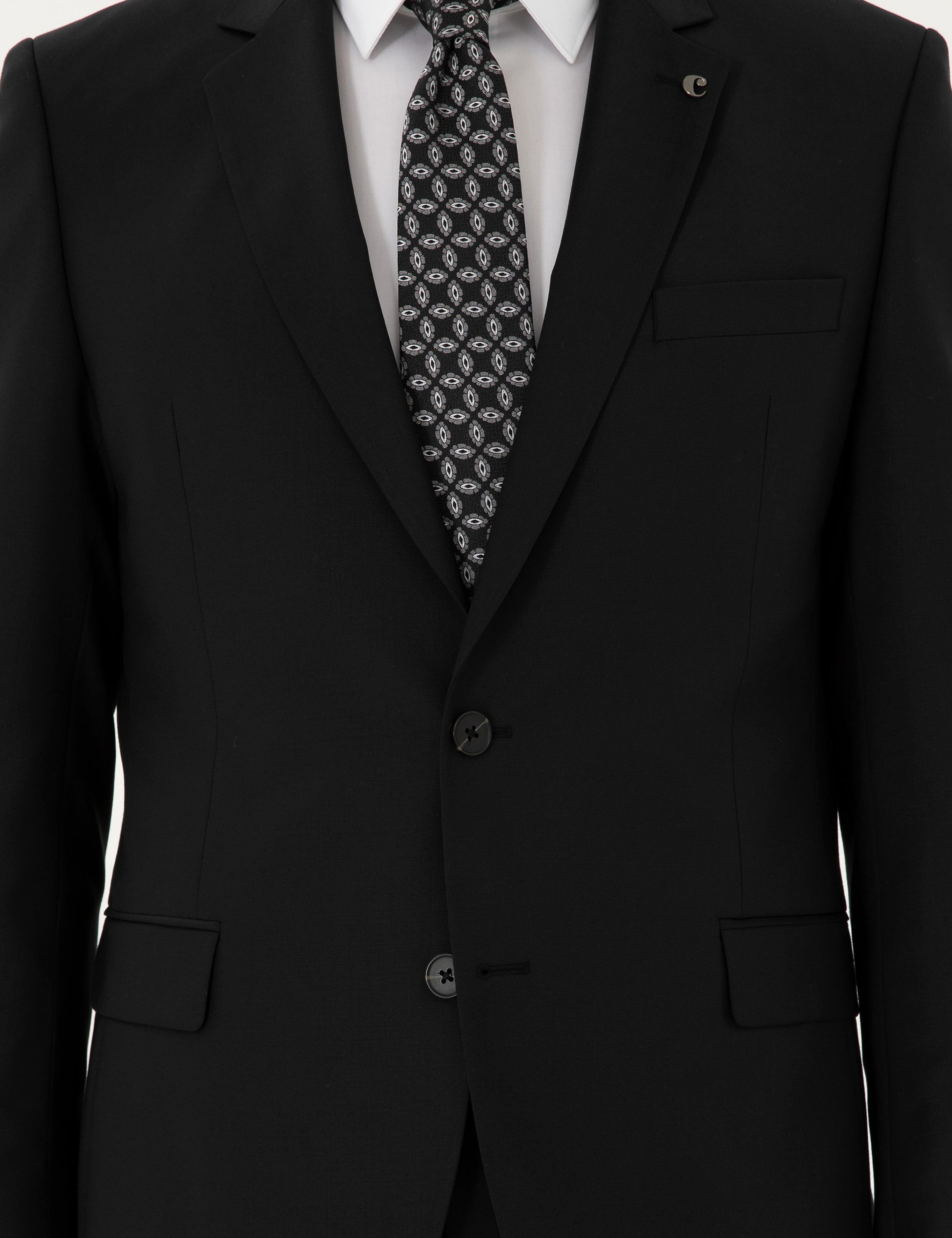 Siyah Slim Fit %100 Yün Basic Takım Elbise - 50299348038