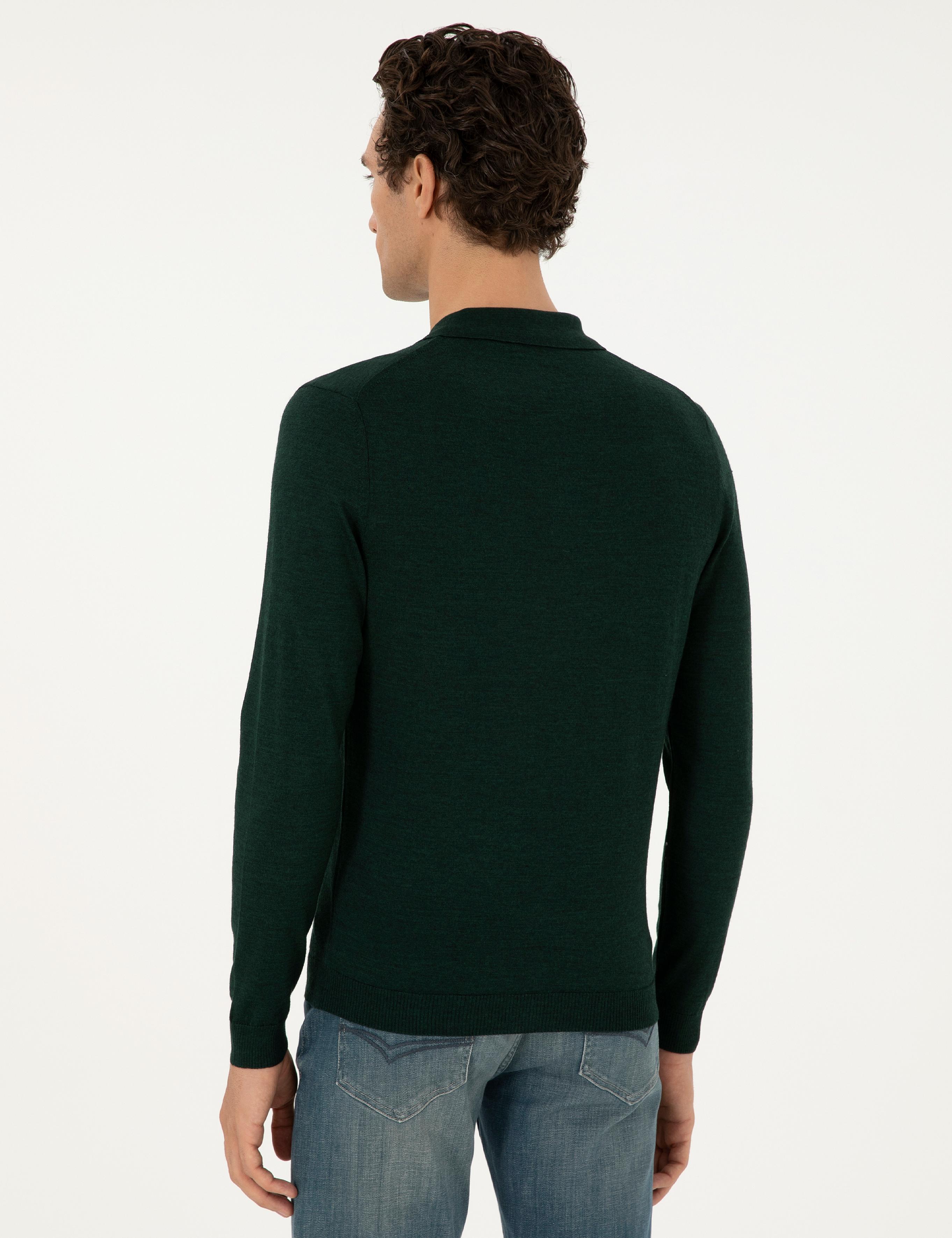 Zümrüt Regular Fit Yün Karışımlı Fermuarlı Polo Yaka Basic Triko Kazak - 50296495046