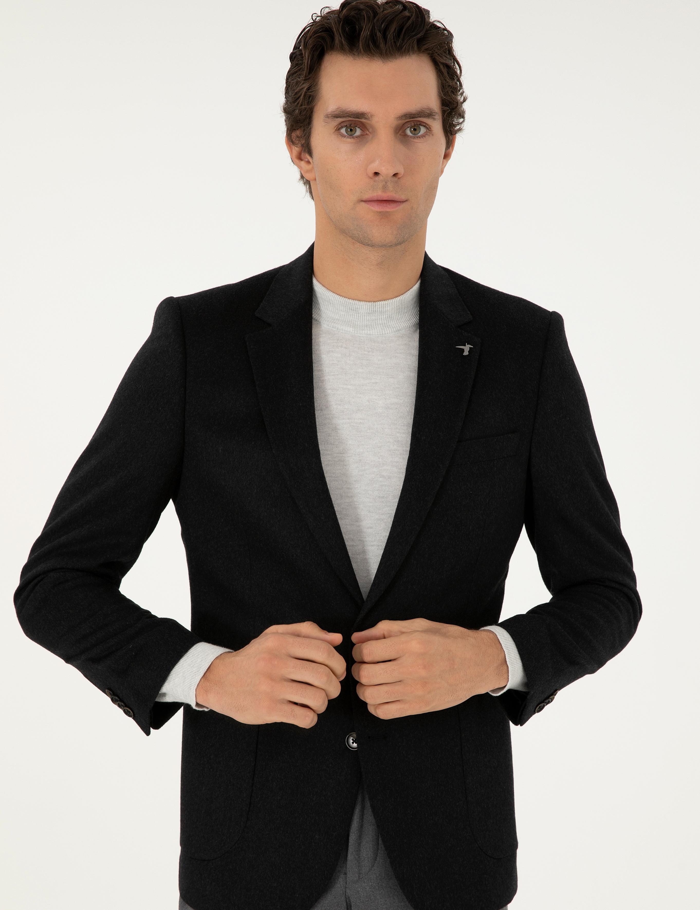 Siyah Slim Fit Ceket - 50292575074