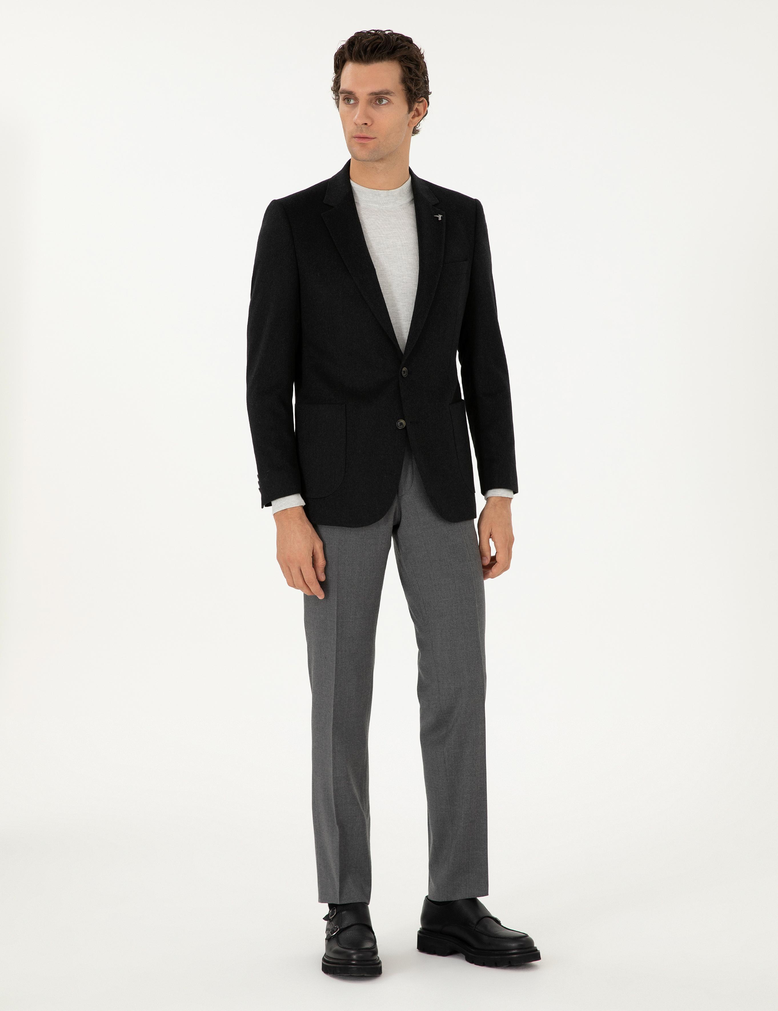 Siyah Slim Fit Ceket - 50292575074