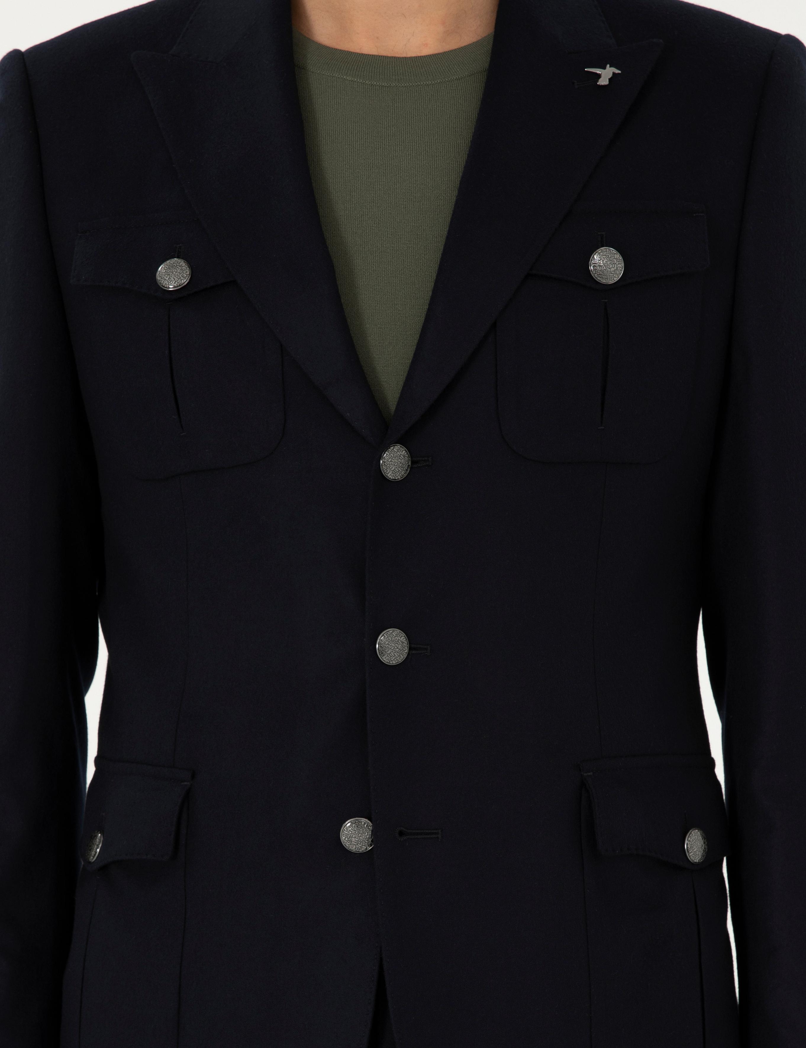 Koyu Lacivert Slim Fit Blazer Ceket - 50290826047