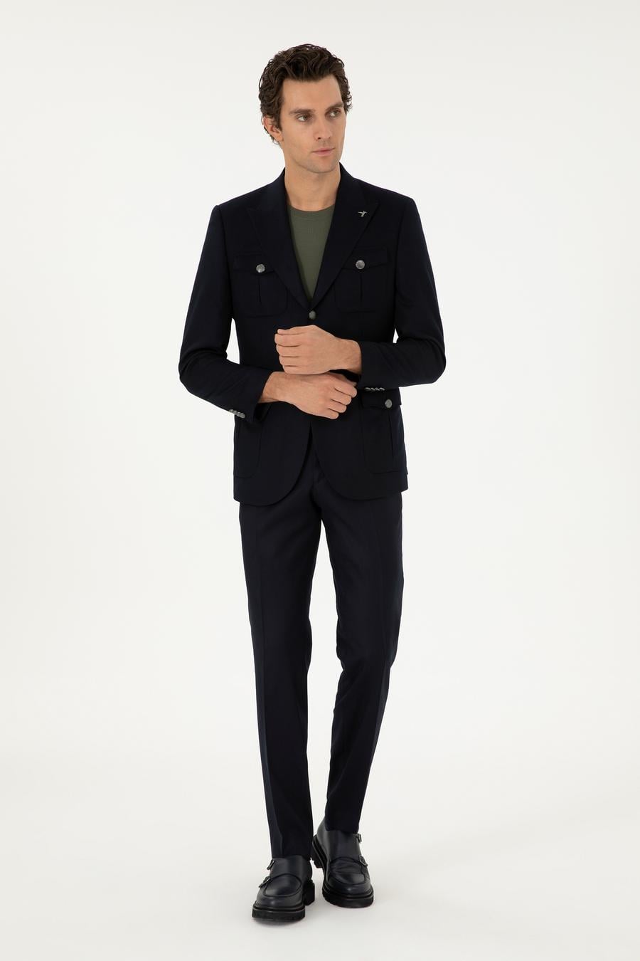 Koyu Lacivert Slim Fit Blazer Ceket - 50290826047
