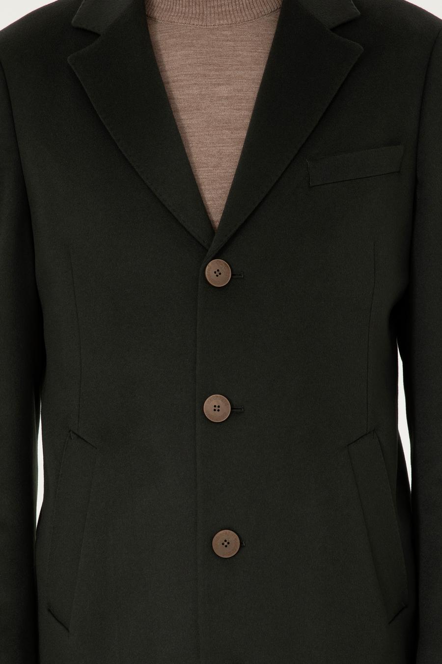 Koyu Yeşil Kaşmir Slim Fit Palto - 50293726048