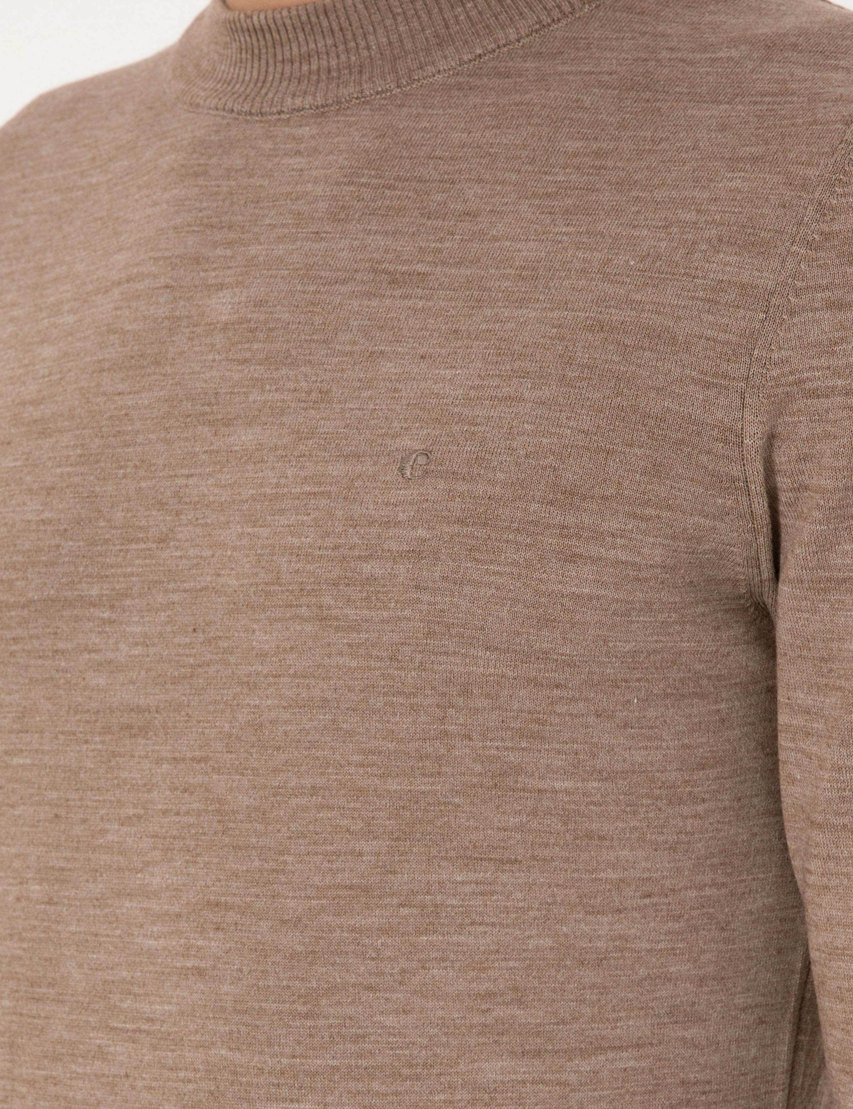Vizon Slim Fit Yün Karışımlı Çeyrek Balıkçı Yaka Basic Triko Kazak - 50296402115