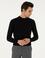 Siyah Slim Fit Yün Karışımlı Çeyrek Balıkçı Yaka Basic Triko Kazak
