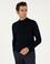 Lacivert Slim Fit Yün Karışımlı Çeyrek Balıkçı Yaka Basic Triko Kazak