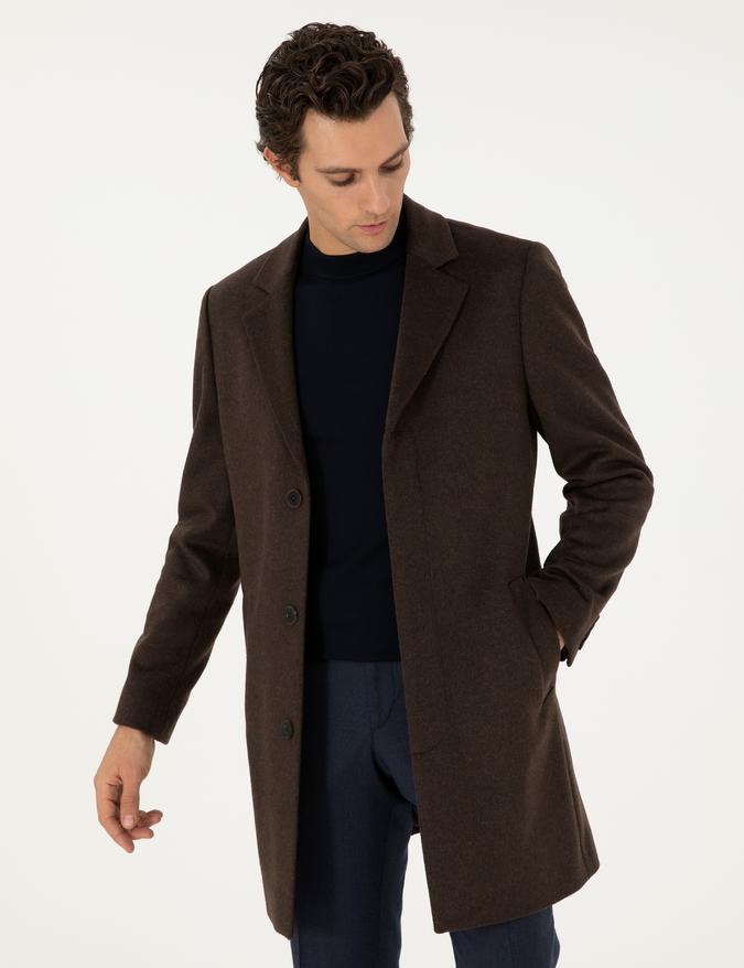 Kahverengi Slim Fit Palto