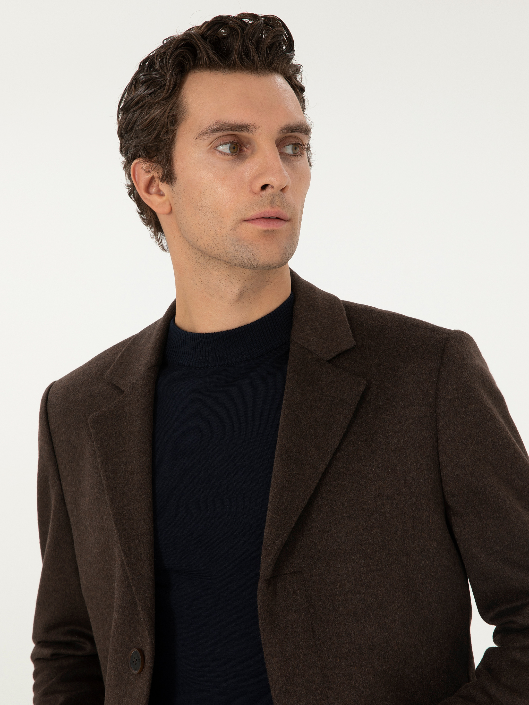 Kahverengi Slim Fit Palto