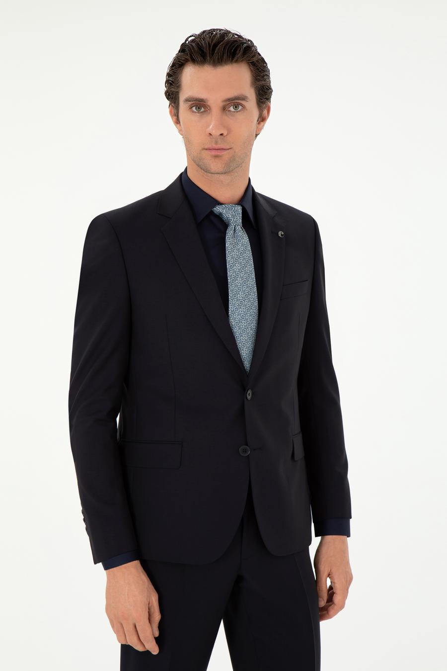 Lacivert Slim Fit %100 Yün Basic Takım Elbise - 50299348005