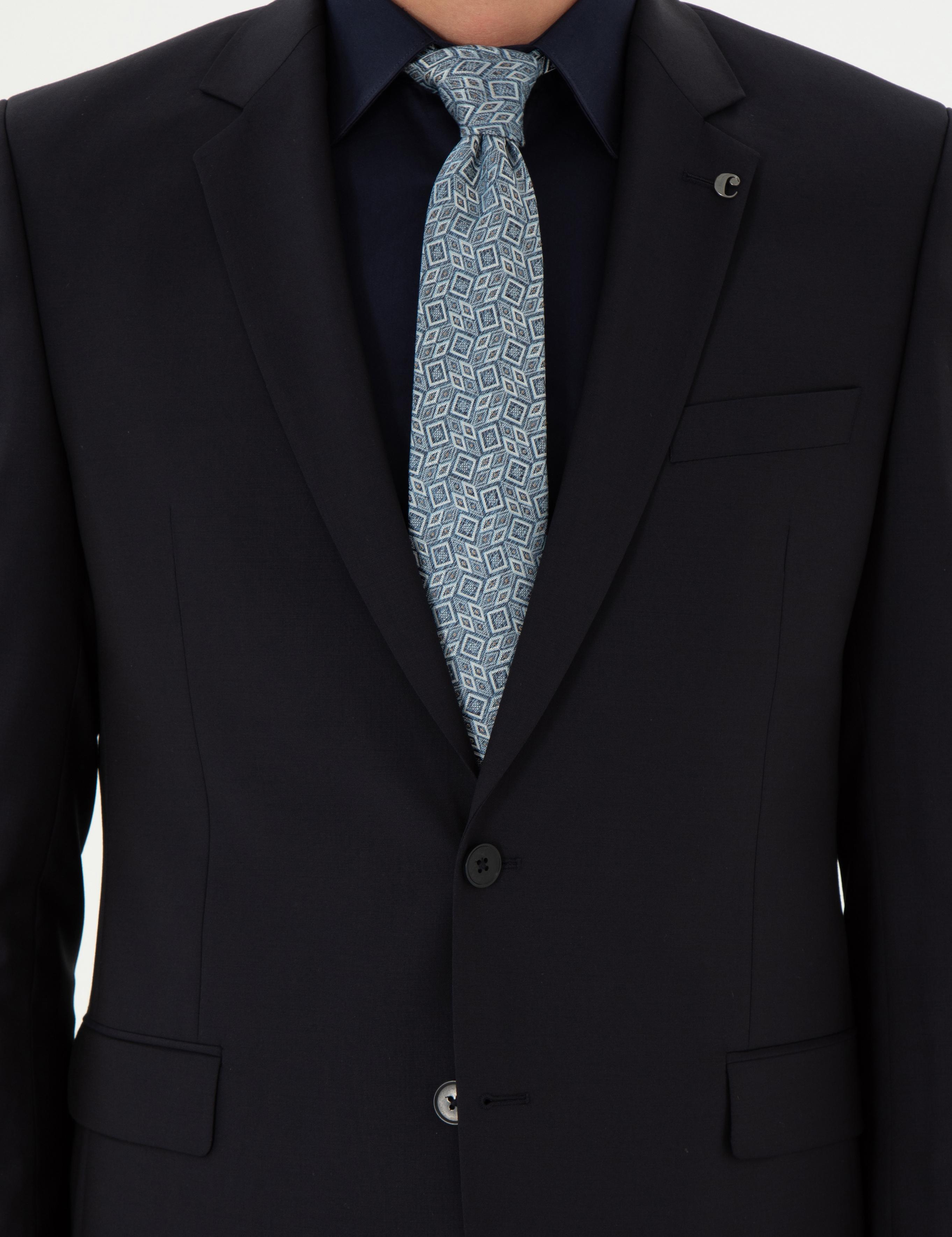 Lacivert Slim Fit %100 Yün Basic Takım Elbise - 50299348005