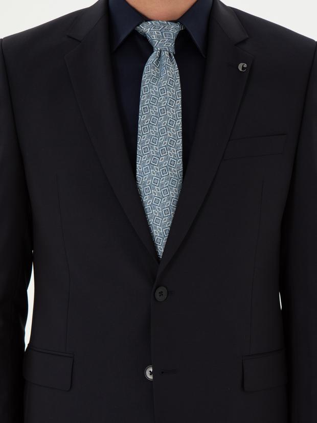 Lacivert Slim Fit %100 Yün Basic Takım Elbise