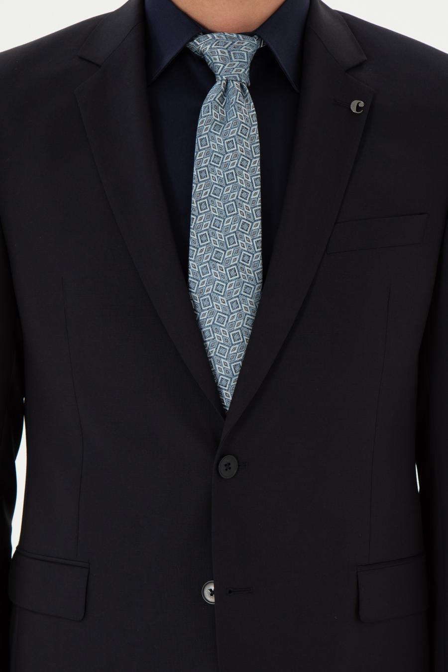 Lacivert Slim Fit %100 Yün Basic Takım Elbise - 50299348005