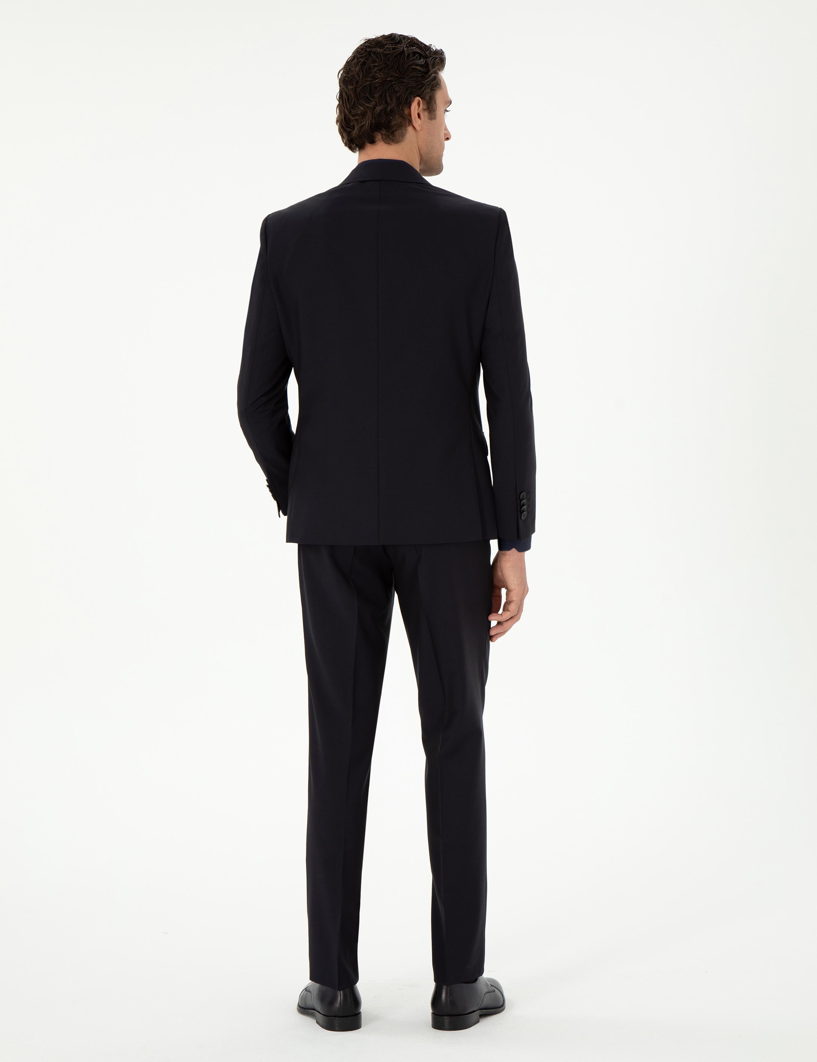 Lacivert Slim Fit %100 Yün Basic Takım Elbise - 50299348005