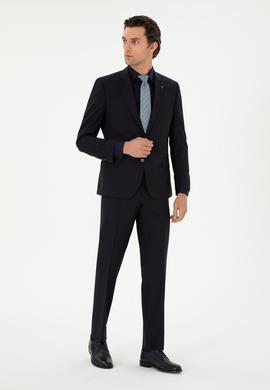 Lacivert Slim Fit %100 Yün Basic Takım Elbise