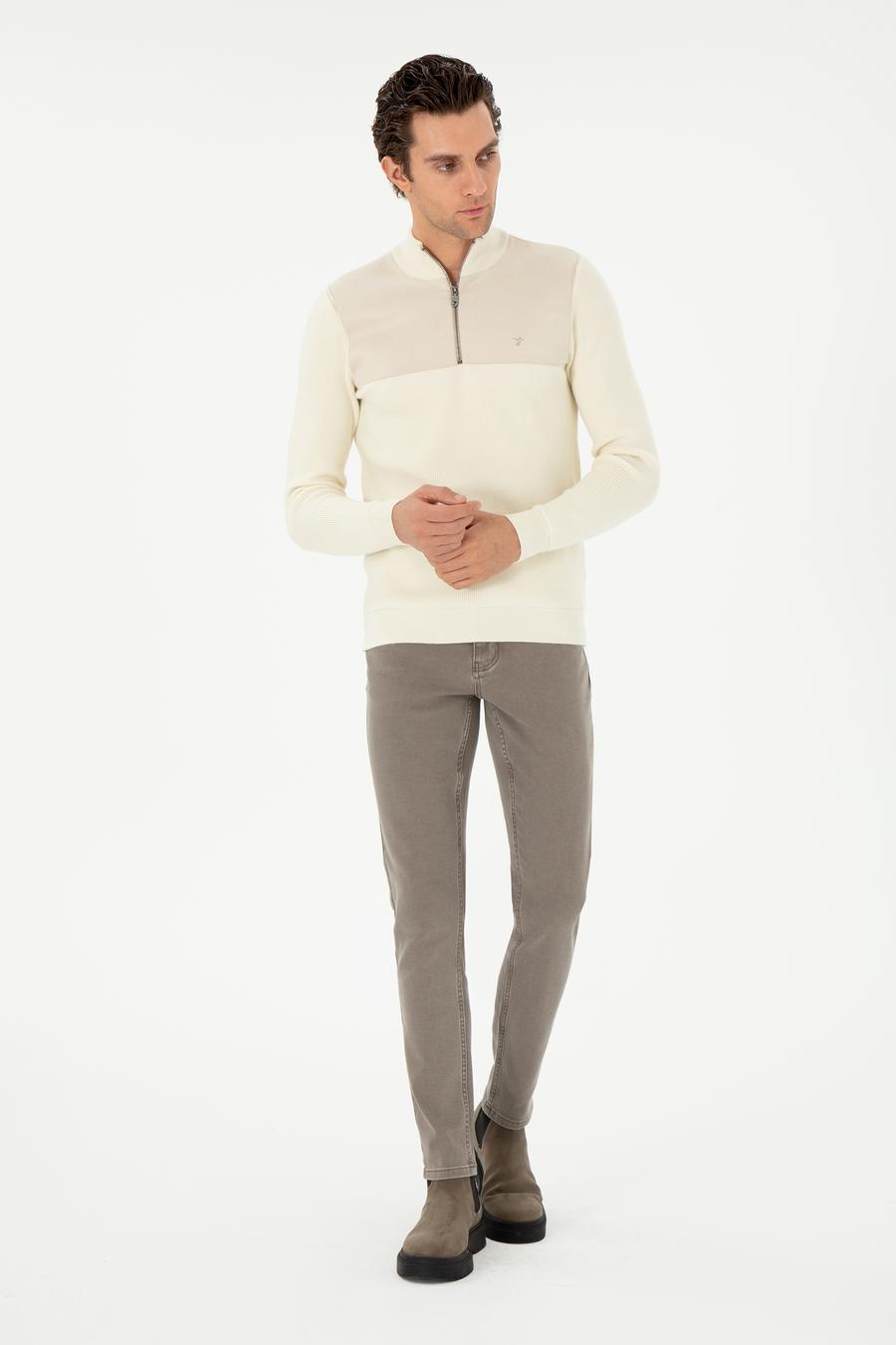 Bej Slim Fit Kazak - 50292483006