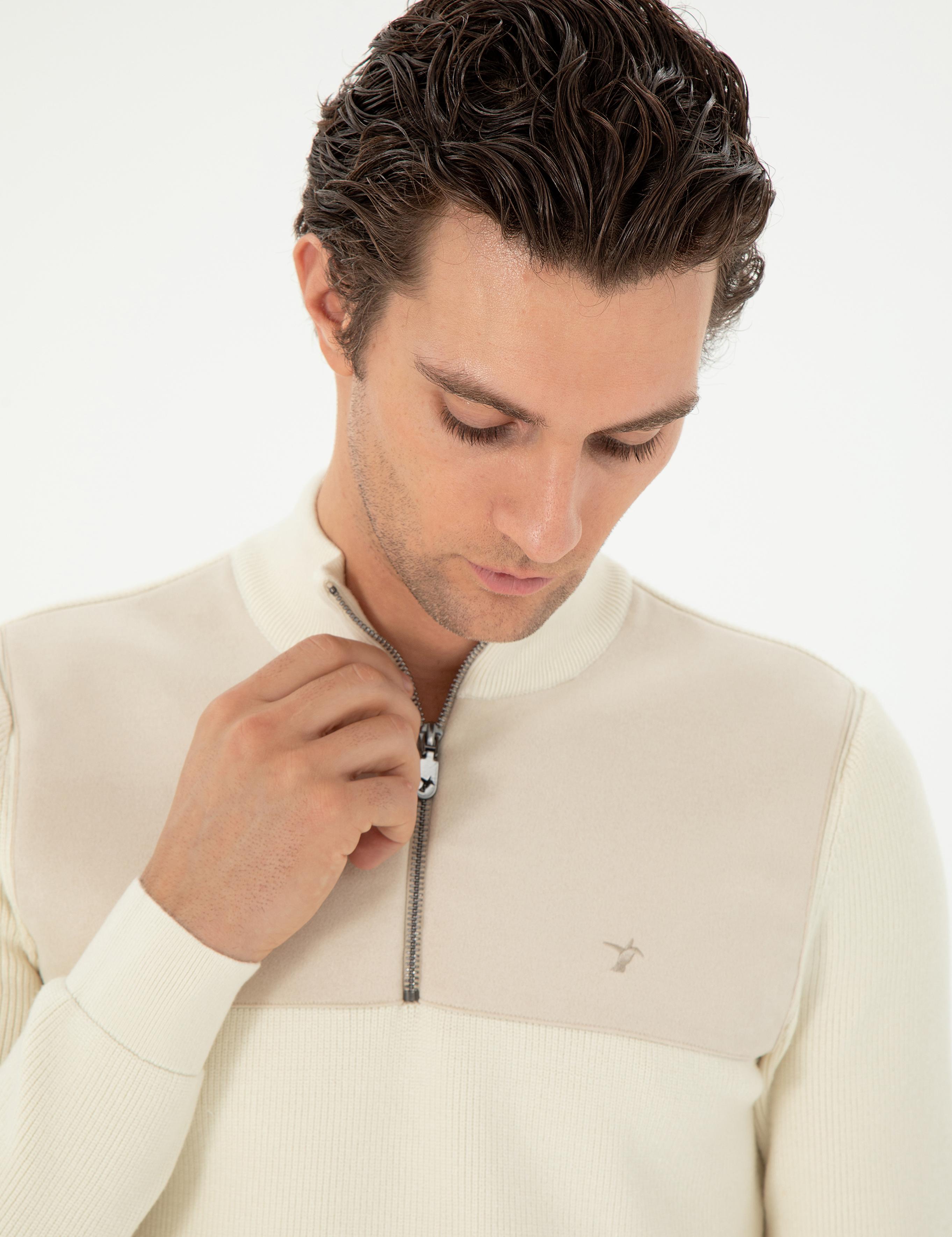 Bej Slim Fit Kazak - 50292483006