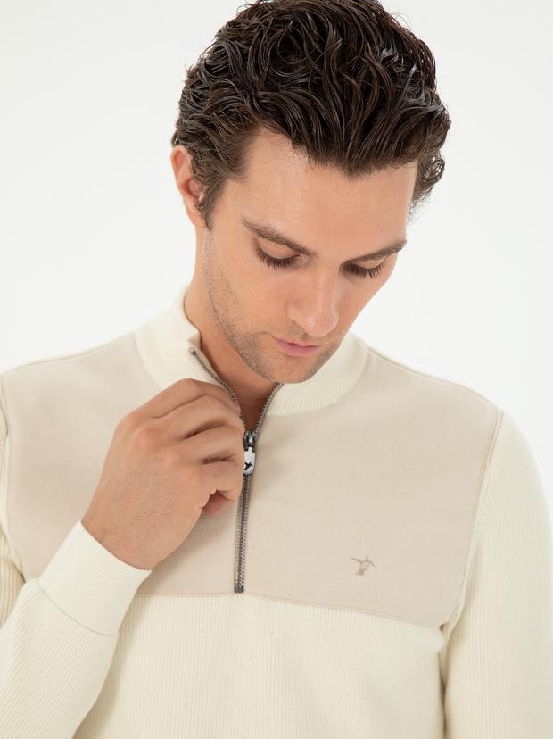 Bej Slim Fit Kazak