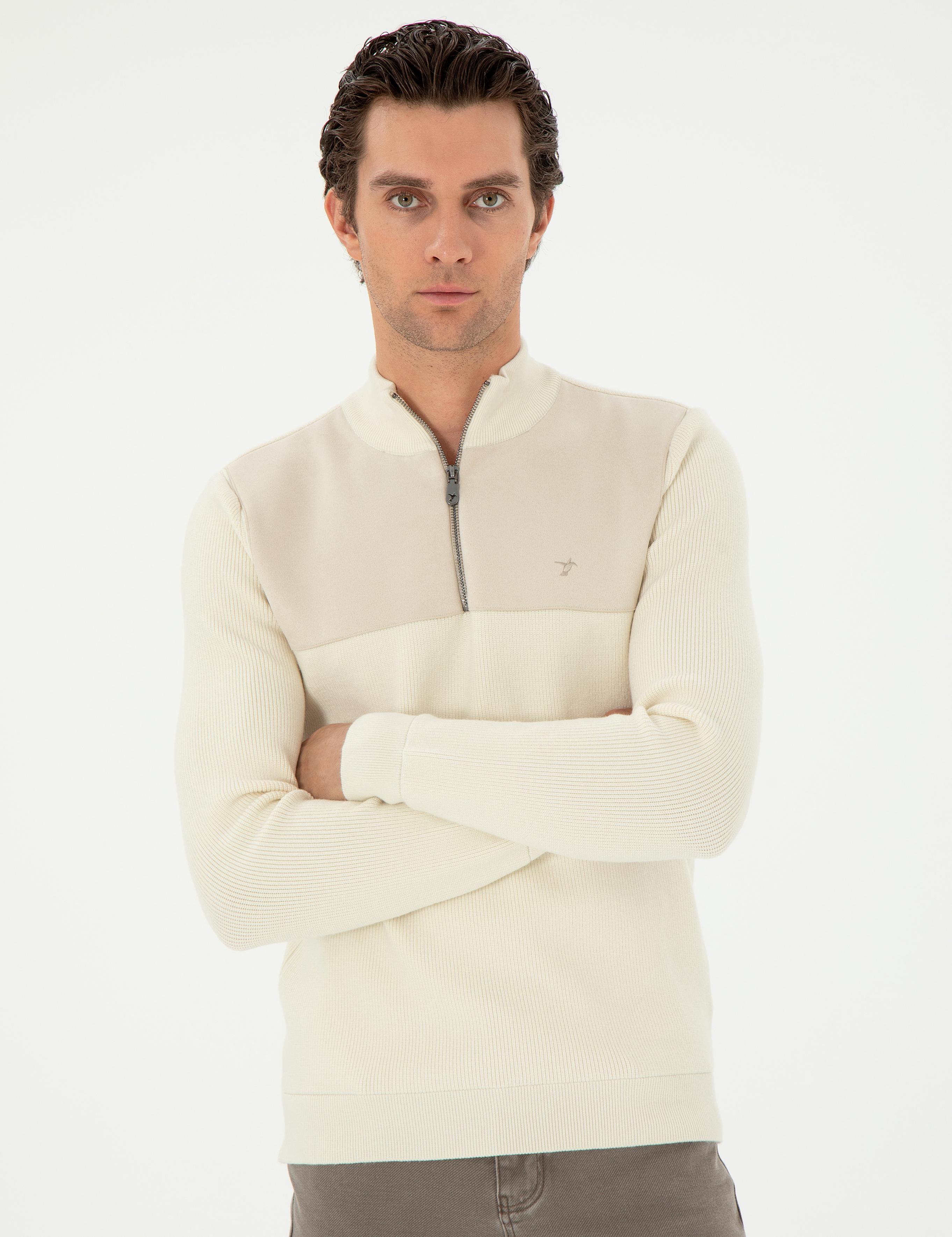 Bej Slim Fit Kazak - 50292483006