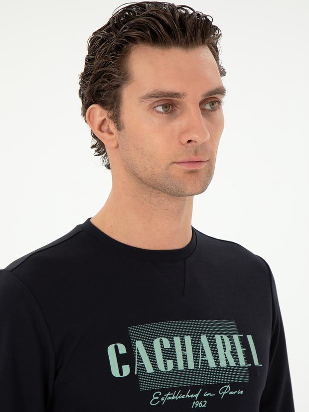 Lacivert Regular Fit Bisiklet Yaka Sweatshirt