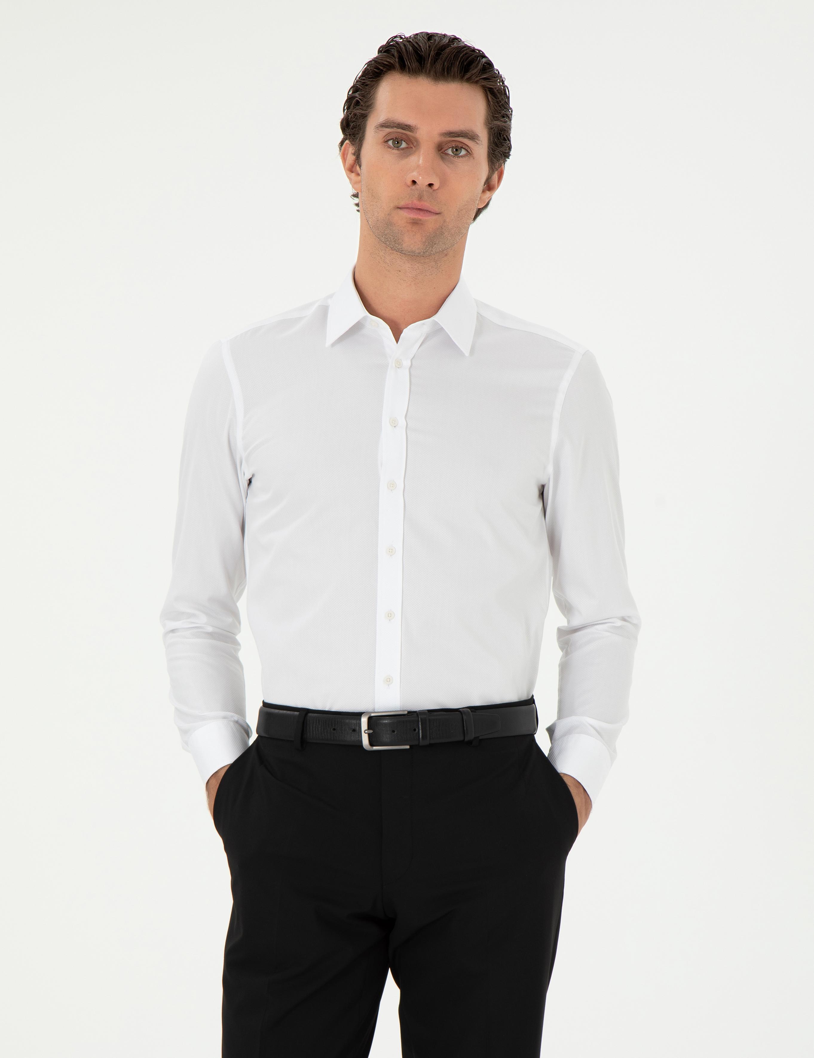 Beyaz Slim Fit Uzun Kollu Gömlek - 50303222008