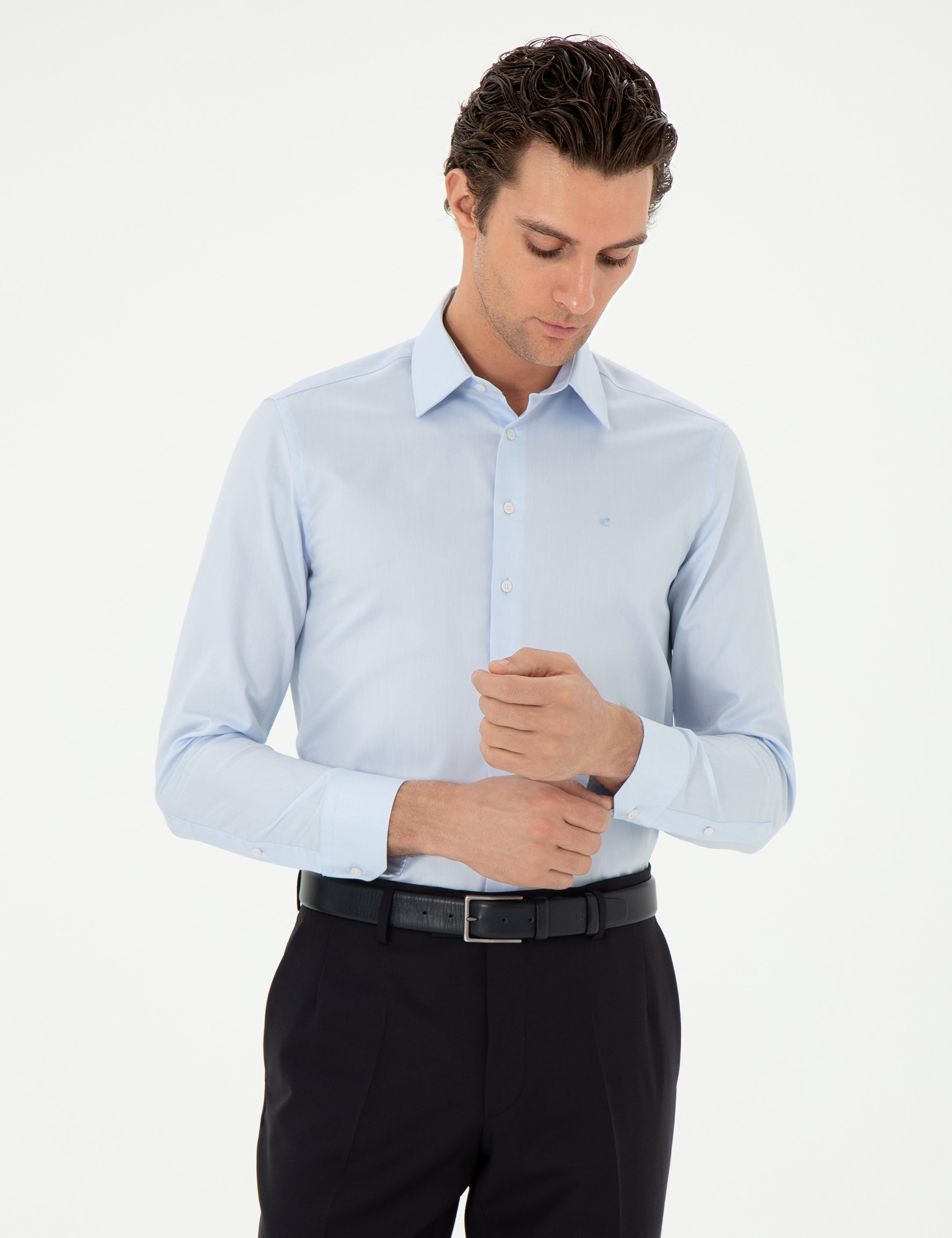 Açık Mavi Slim Fit Uzun Kollu Gömlek - 50303231007