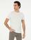 Beyaz Slim Fit Bisiklet Yaka Dokulu T-shirt