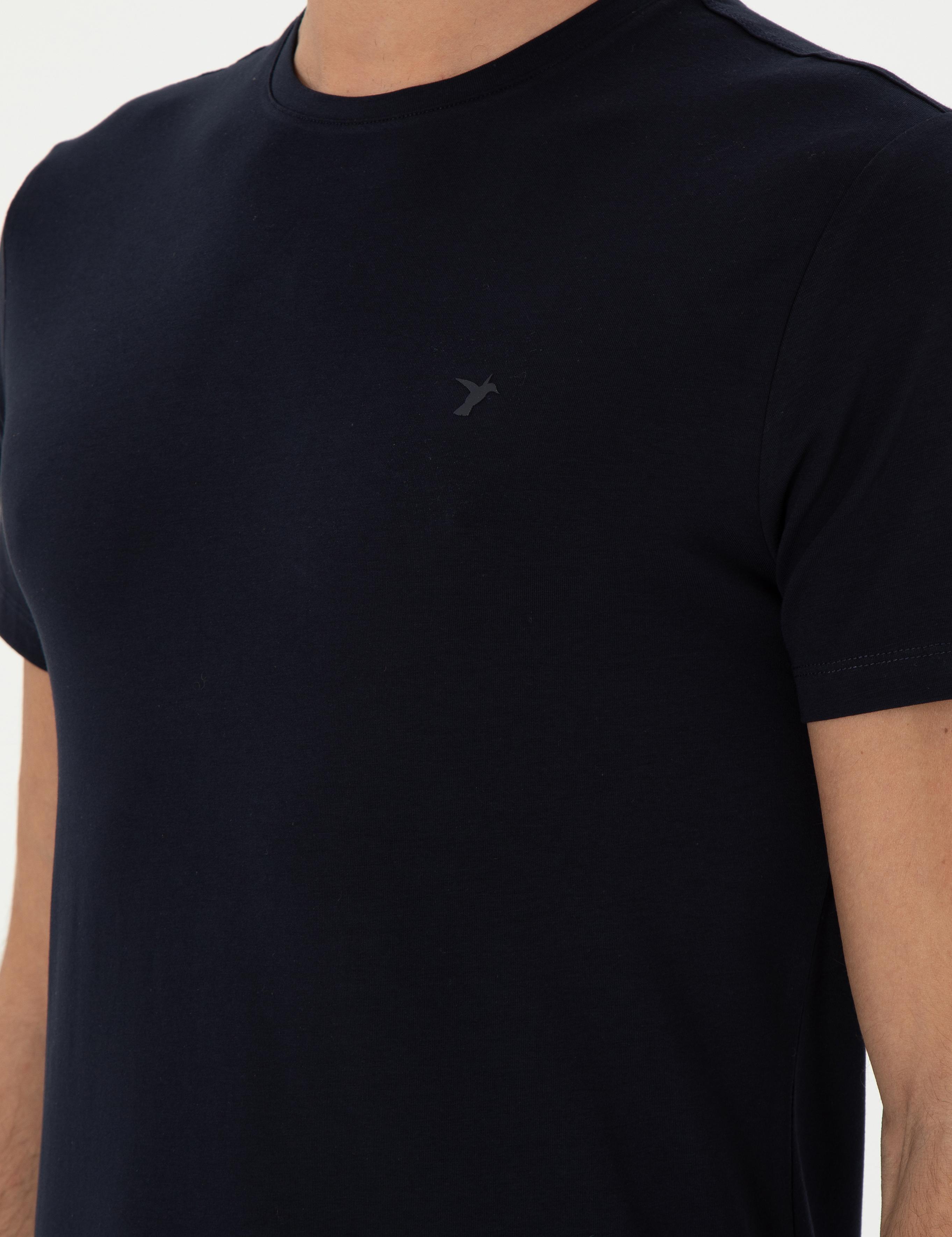 Lacivert Slim Fit Bisiklet Yaka Merserize Basic T-shirt - 50305451037